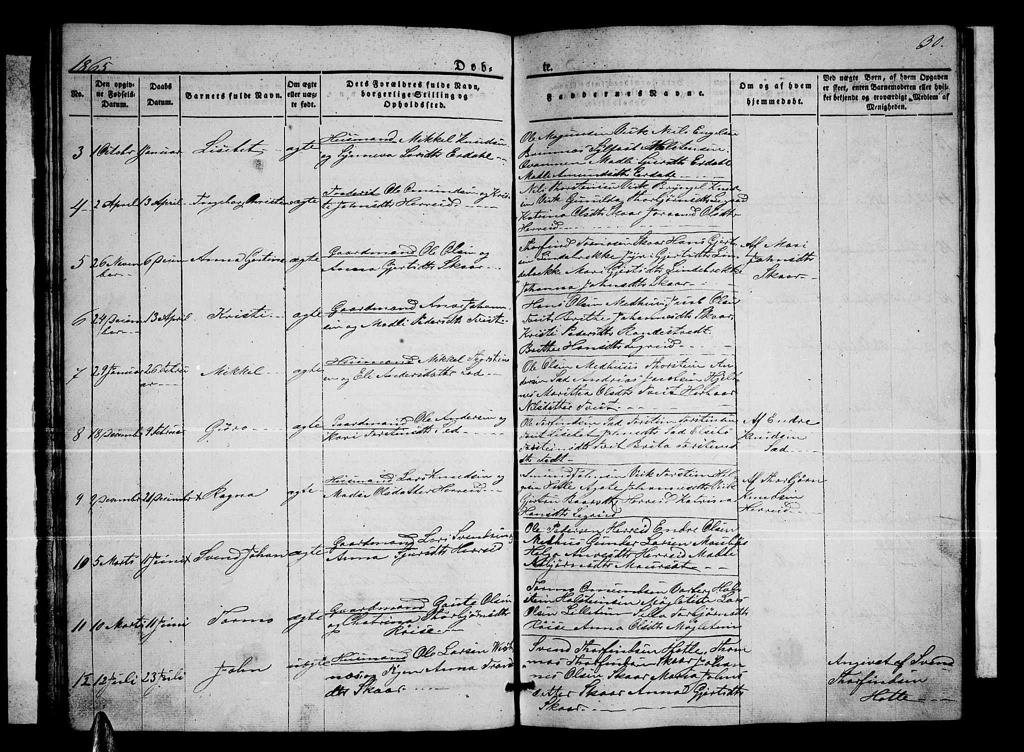 Ullensvang sokneprestembete, AV/SAB-A-78701/H/Hab: Parish register (copy) no. C 1, 1855-1871, p. 30