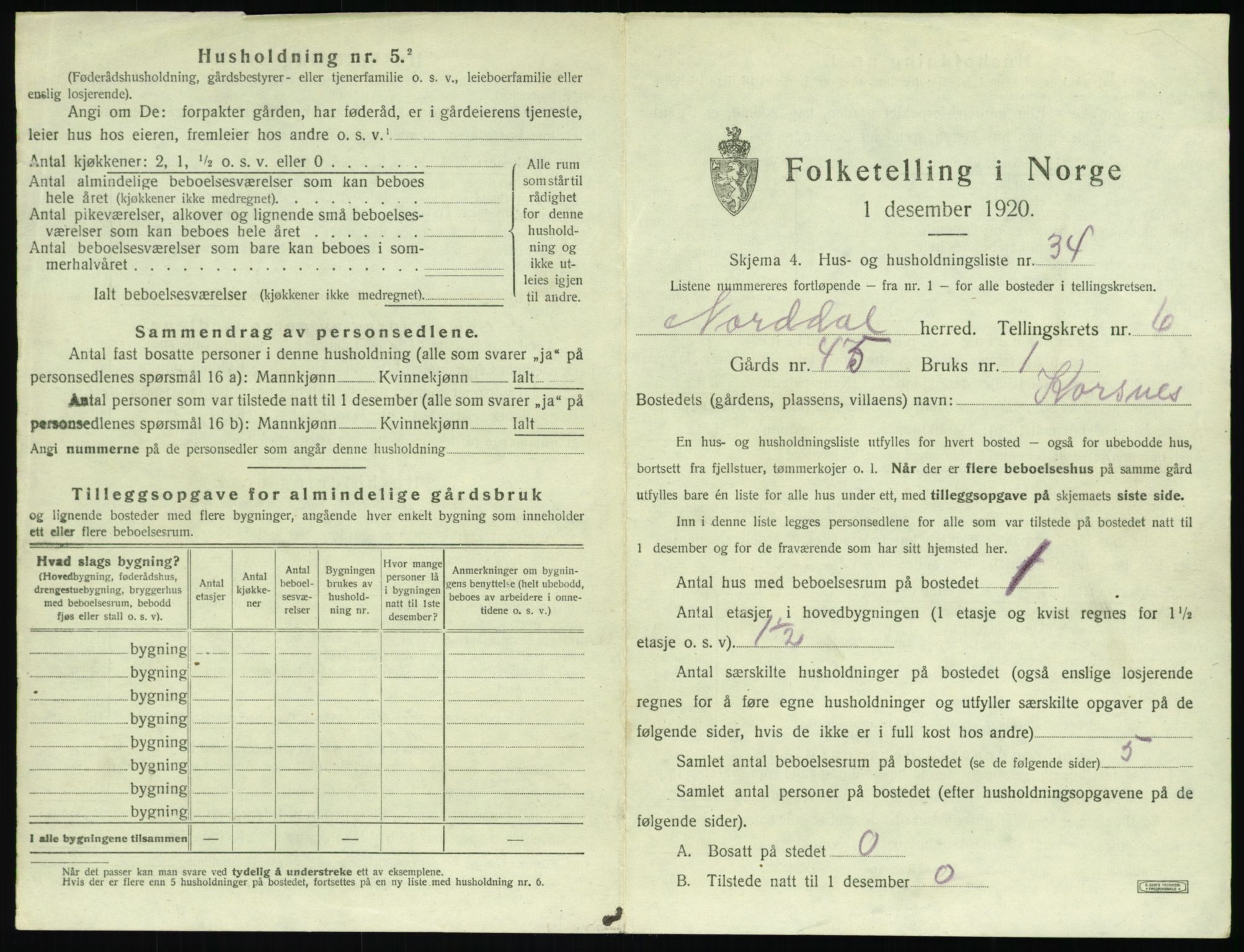 SAT, 1920 census for Norddal, 1920, p. 461