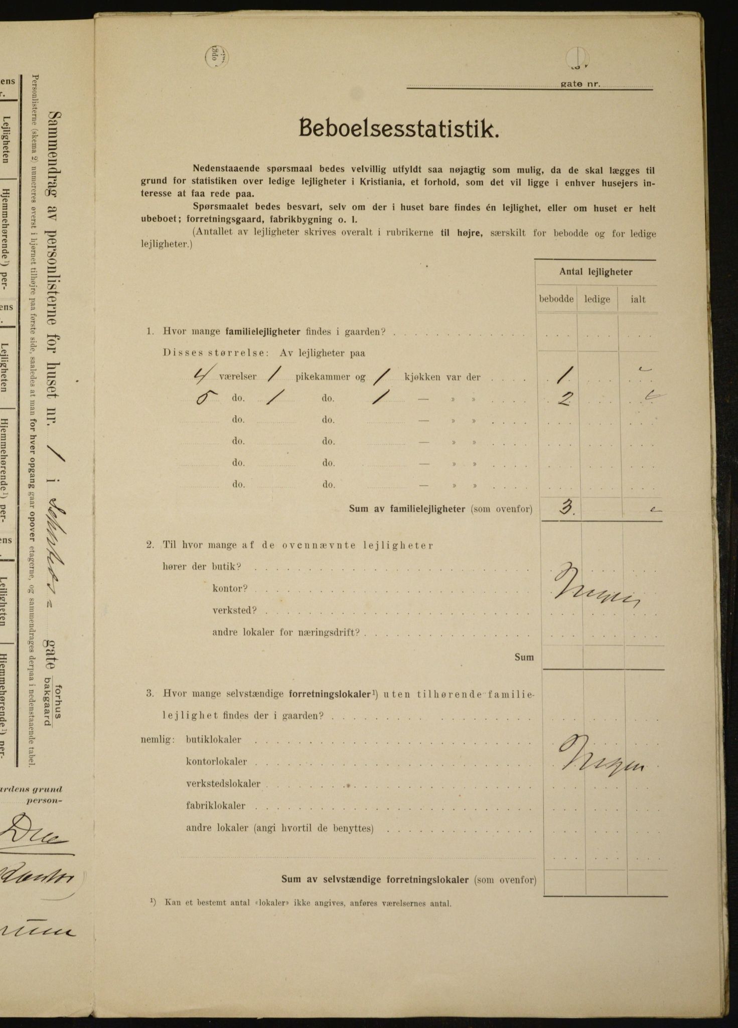 OBA, Municipal Census 1909 for Kristiania, 1909, p. 85113