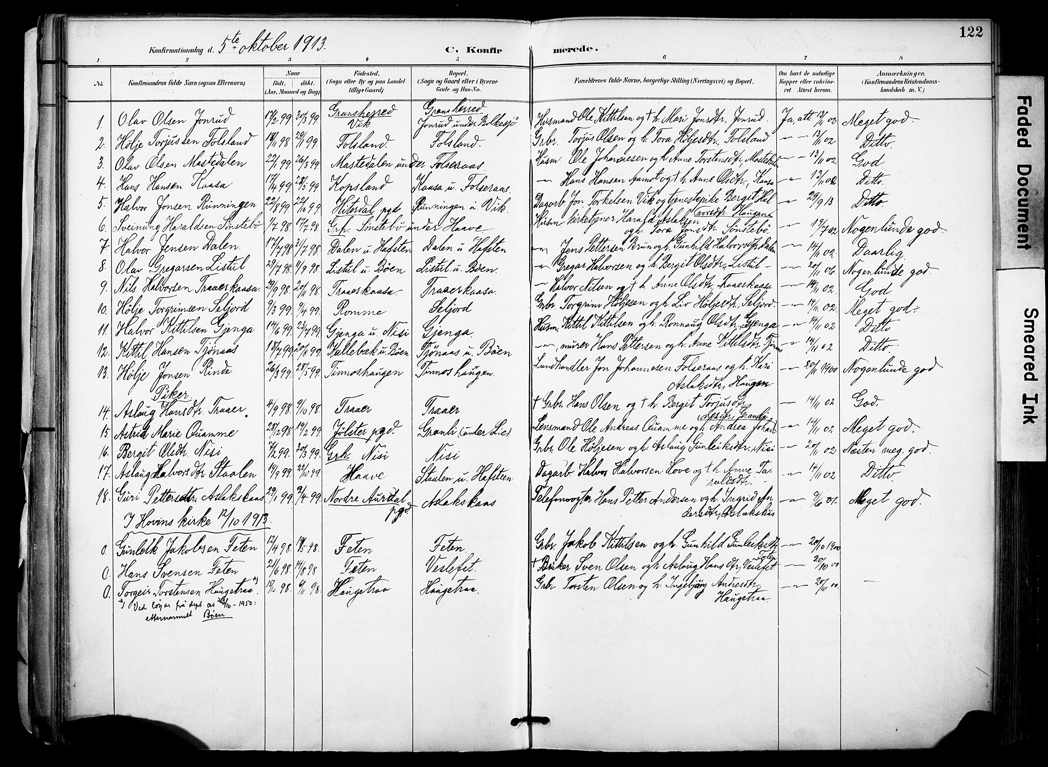 Gransherad kirkebøker, AV/SAKO-A-267/F/Fa/L0005: Parish register (official) no. I 5, 1887-1916, p. 122