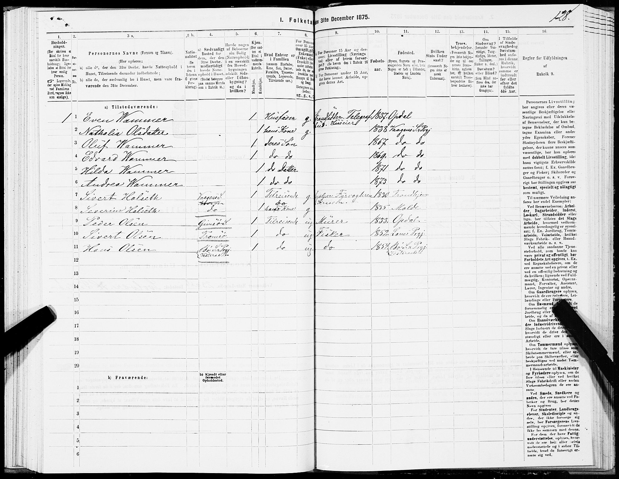 SAT, 1875 census for 1865P Vågan, 1875, p. 3128