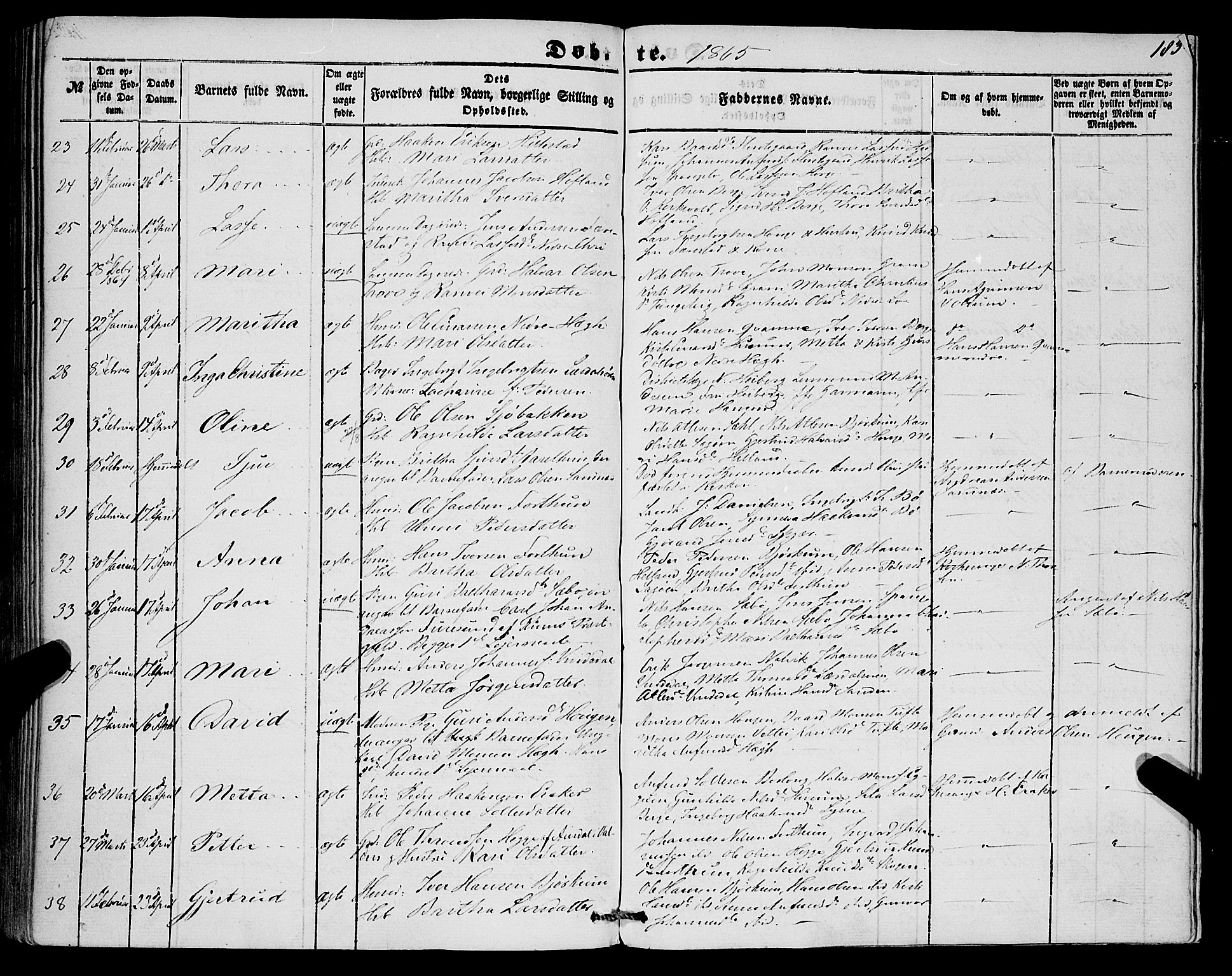 Lærdal sokneprestembete, SAB/A-81201: Parish register (official) no. A 11, 1850-1866, p. 183