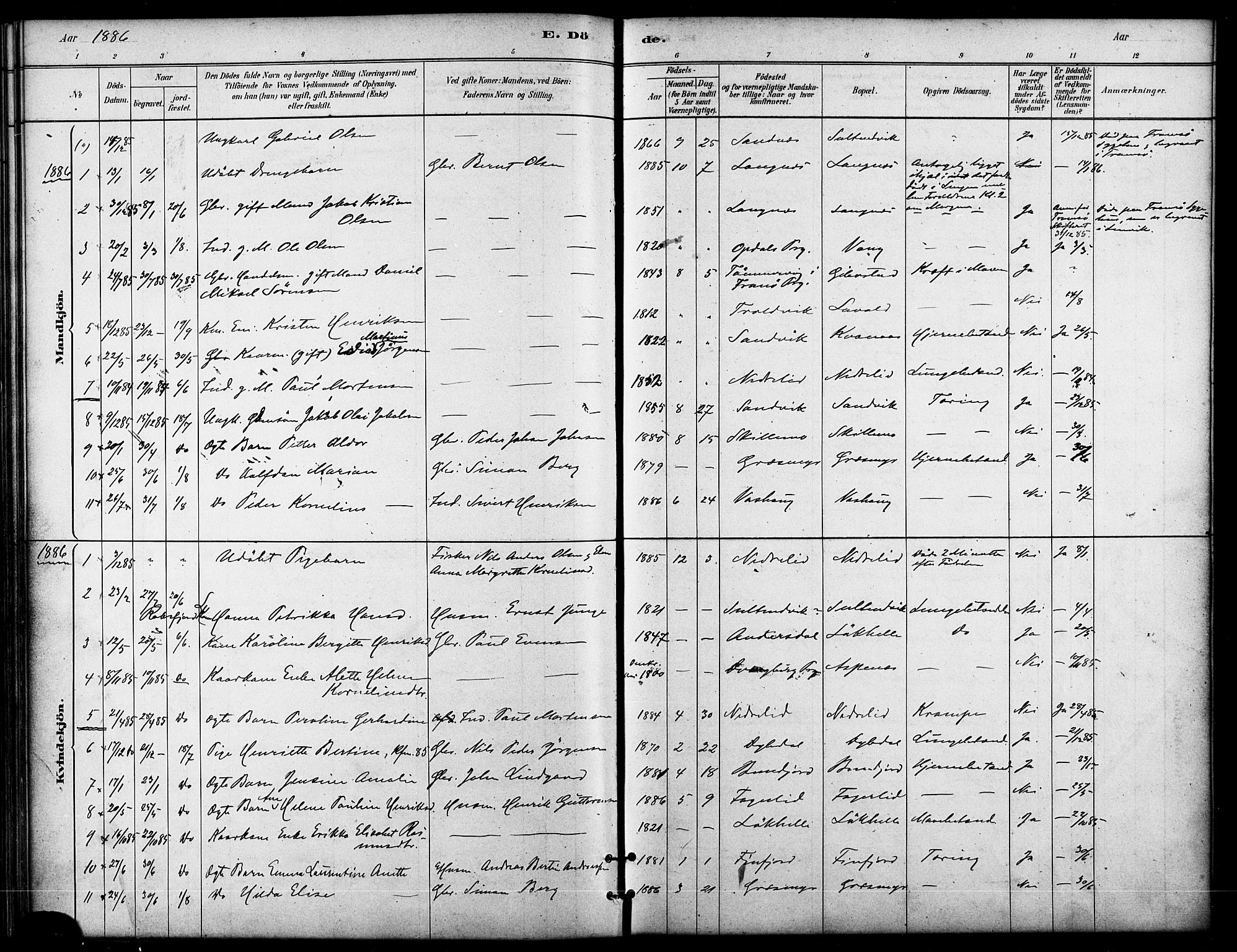 Lenvik sokneprestembete, SATØ/S-1310/H/Ha/Haa/L0011kirke: Parish register (official) no. 11, 1880-1889