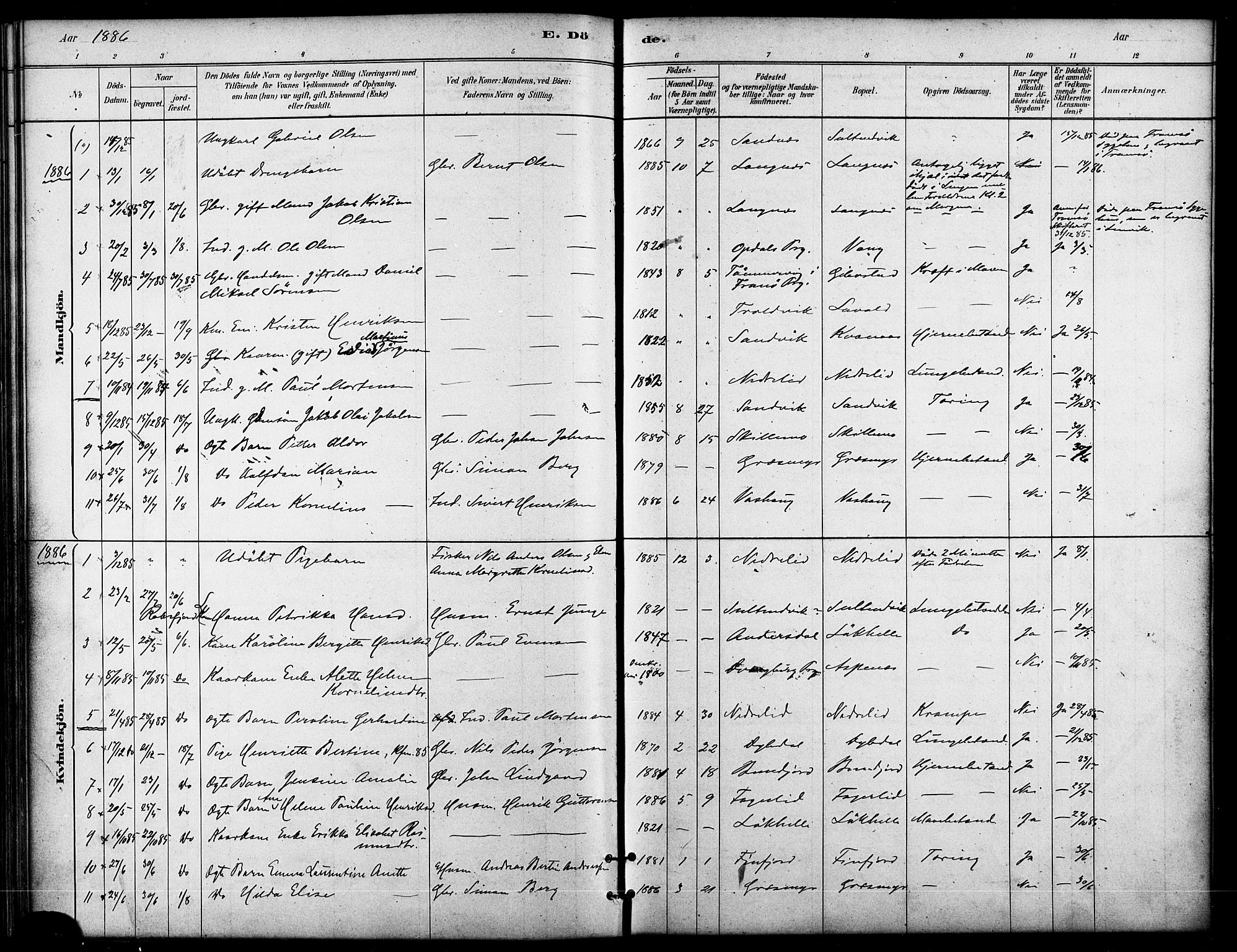 Lenvik sokneprestembete, AV/SATØ-S-1310/H/Ha/Haa/L0011kirke: Parish register (official) no. 11, 1880-1889