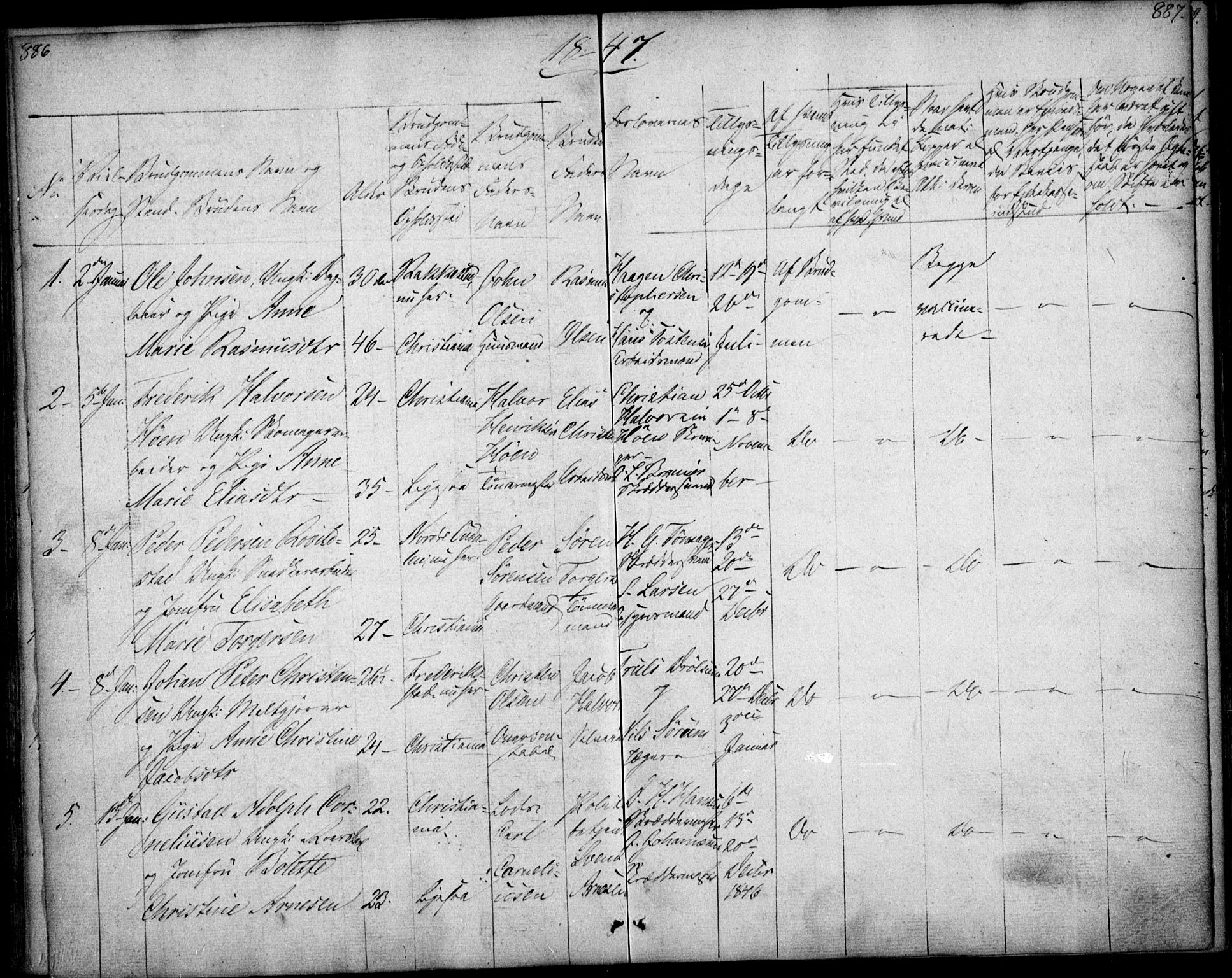 Oslo domkirke Kirkebøker, SAO/A-10752/F/Fa/L0019: Parish register (official) no. 19, 1828-1847, p. 886-887
