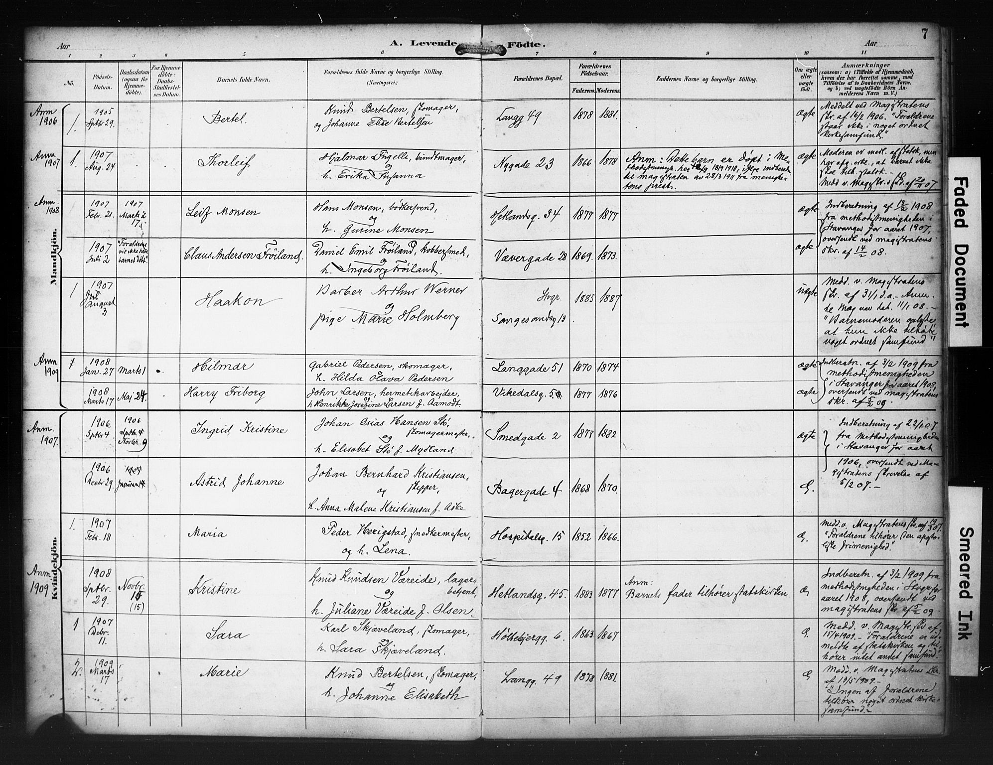 St. Petri sokneprestkontor, AV/SAST-A-101813/001/30/30BA/L0020: Parish register (official) no. A 18, 1893-1928, p. 7