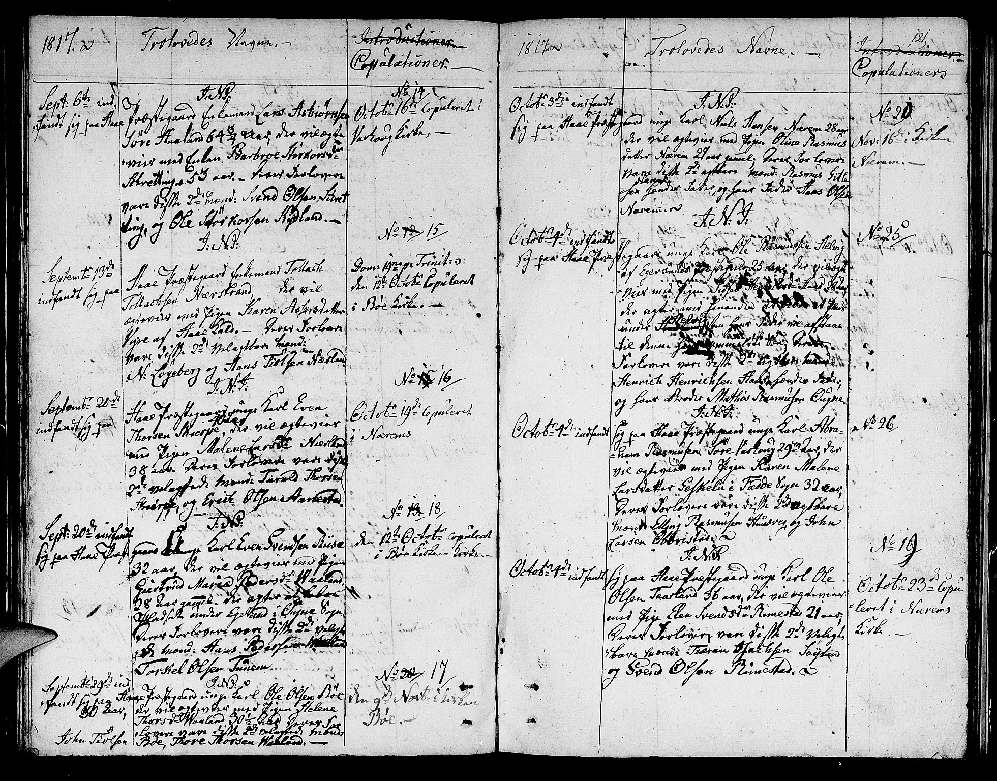 Hå sokneprestkontor, SAST/A-101801/001/30BA/L0002: Parish register (official) no. A 2, 1812-1817, p. 121