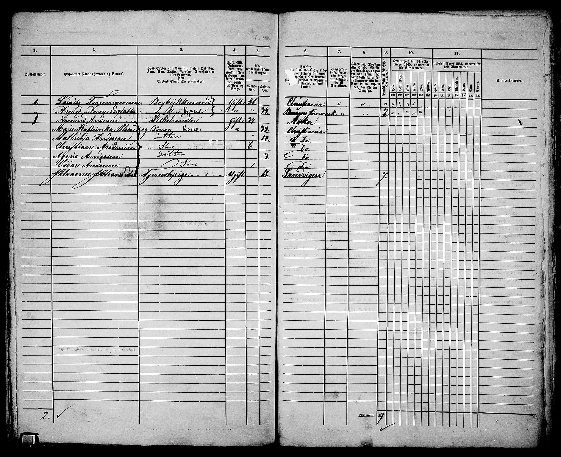 RA, 1865 census for Kristiania, 1865, p. 3580