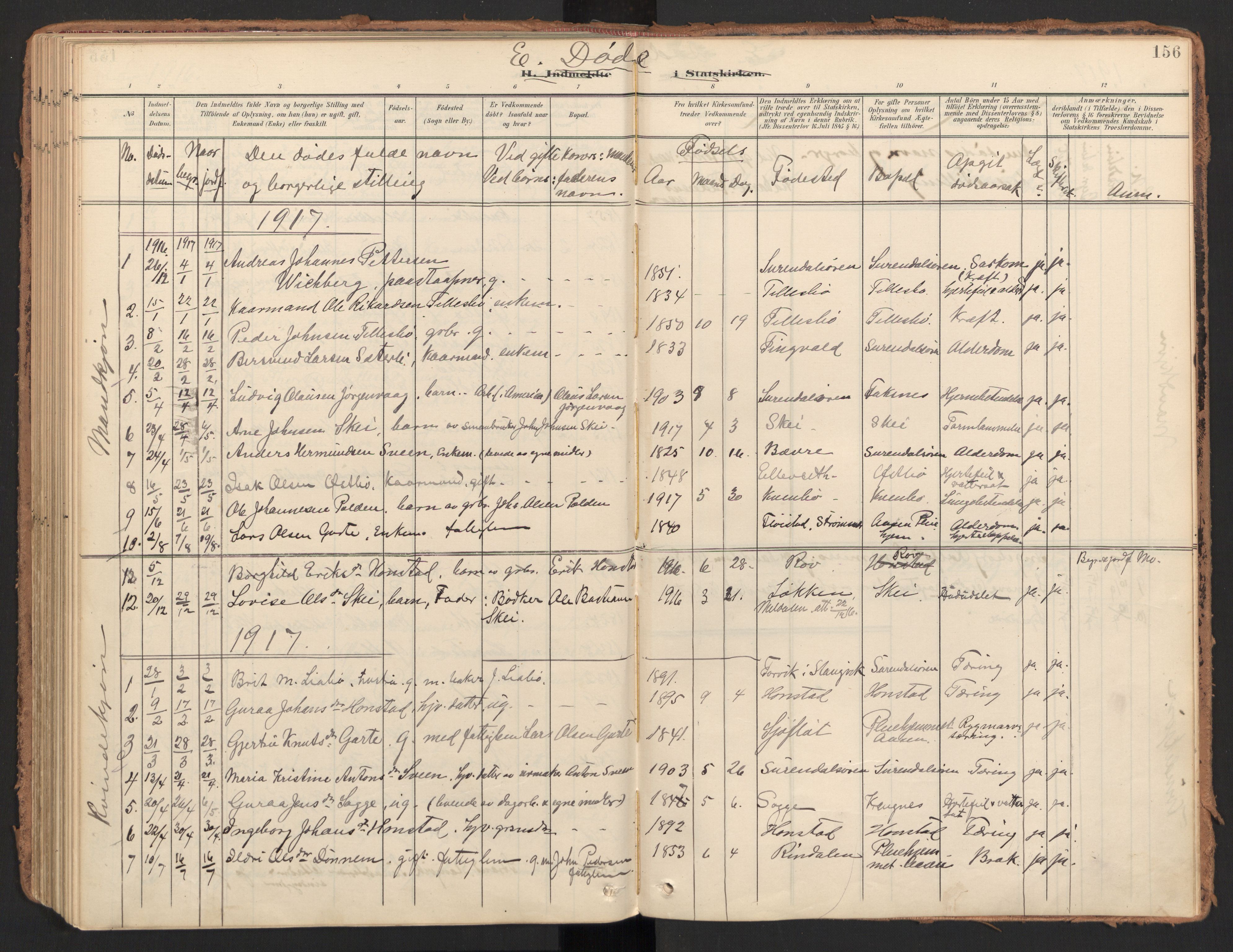 Ministerialprotokoller, klokkerbøker og fødselsregistre - Møre og Romsdal, AV/SAT-A-1454/596/L1057: Parish register (official) no. 596A02, 1900-1917, p. 156