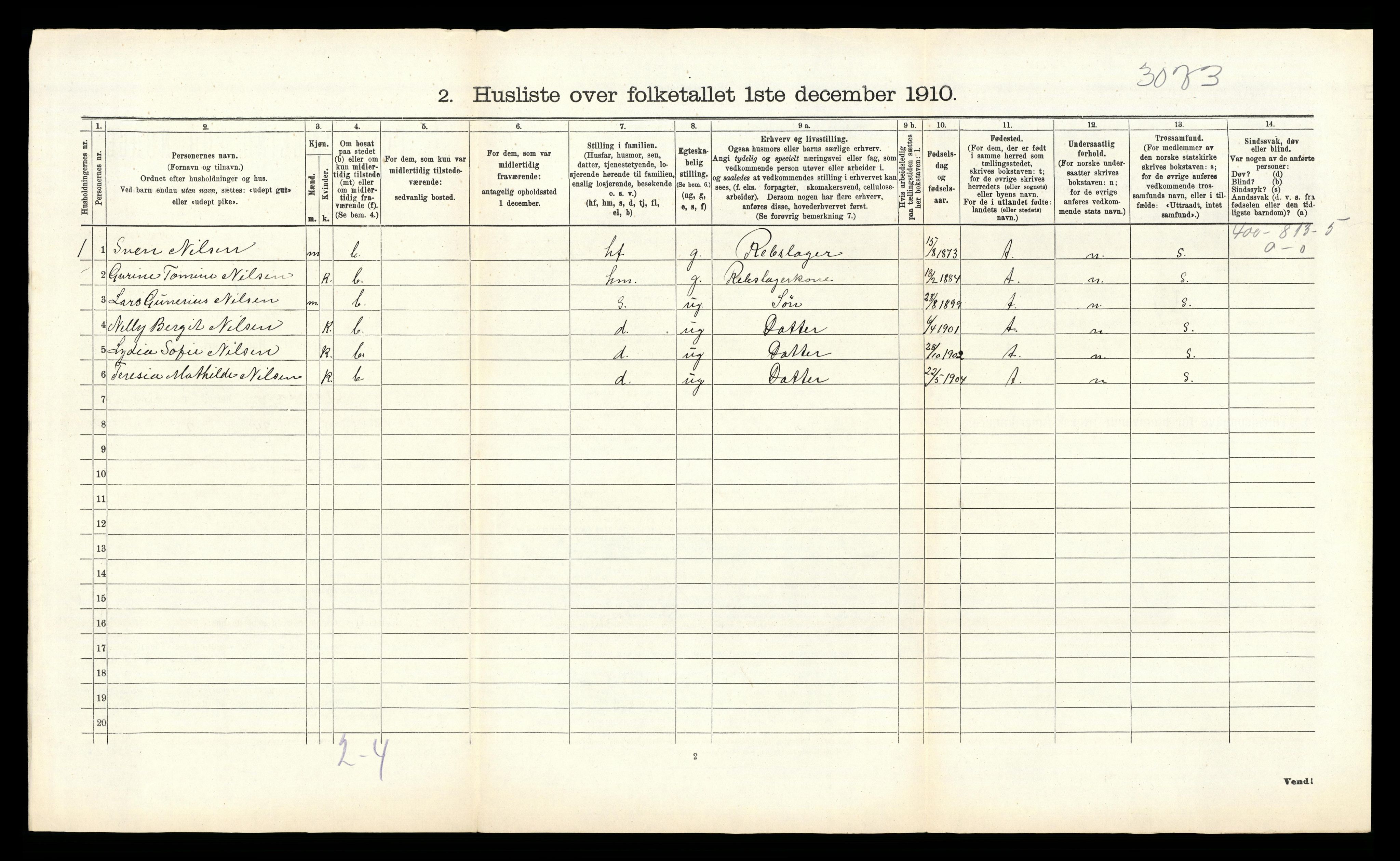 RA, 1910 census for Øyestad, 1910, p. 1189