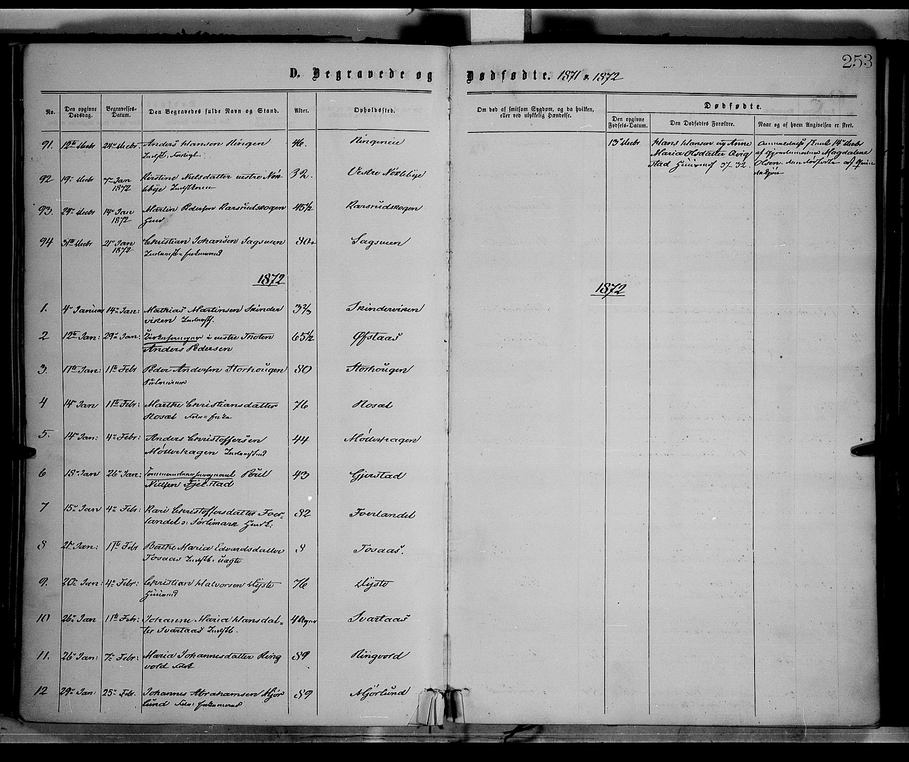 Vestre Toten prestekontor, SAH/PREST-108/H/Ha/Haa/L0008: Parish register (official) no. 8, 1870-1877, p. 253