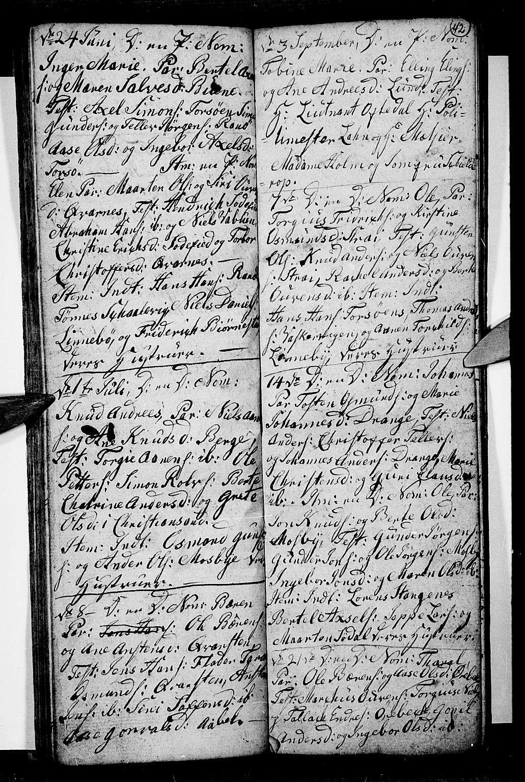 Oddernes sokneprestkontor, AV/SAK-1111-0033/F/Fb/Fba/L0002: Parish register (copy) no. B 2, 1791-1806, p. 42