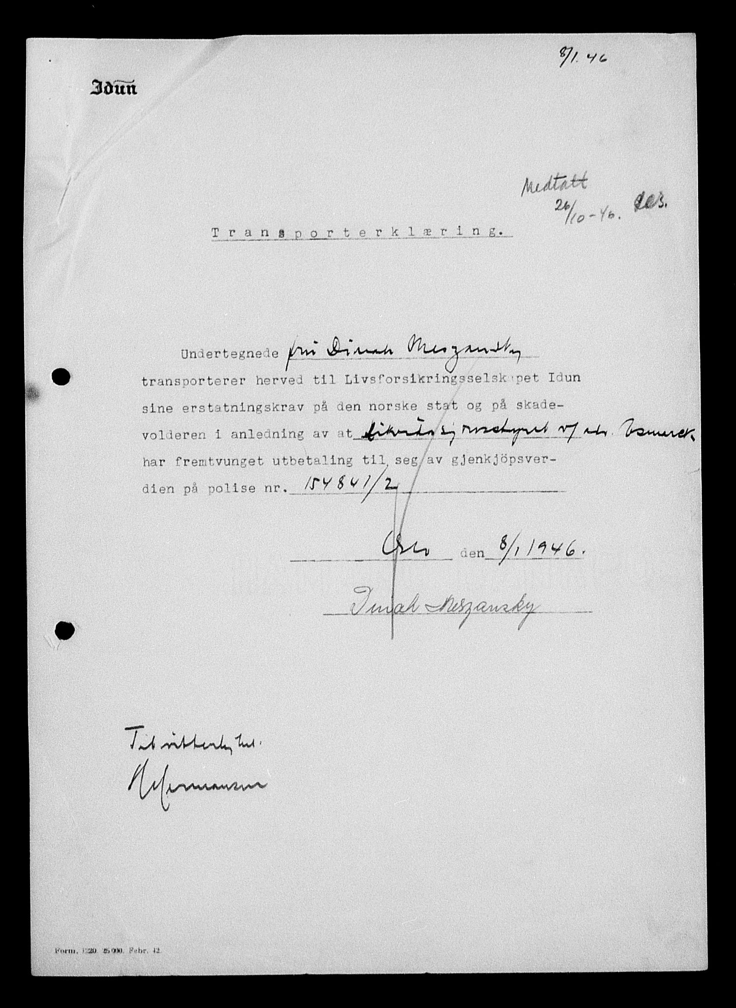 Justisdepartementet, Tilbakeføringskontoret for inndratte formuer, RA/S-1564/H/Hc/Hcc/L0964: --, 1945-1947, p. 576