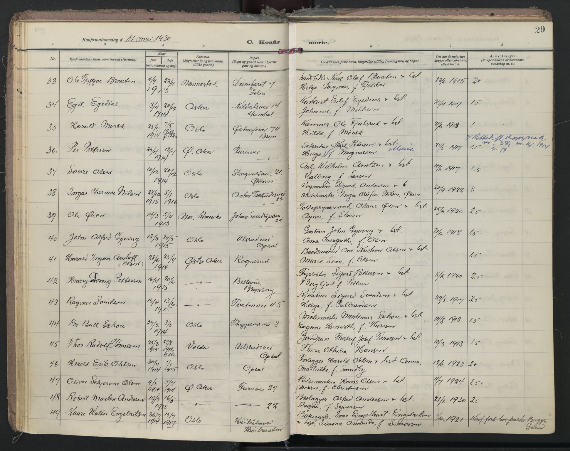 Østre Aker prestekontor Kirkebøker, AV/SAO-A-10840/F/Fa/L0014: Parish register (official) no. I 14, 1926-1936, p. 29