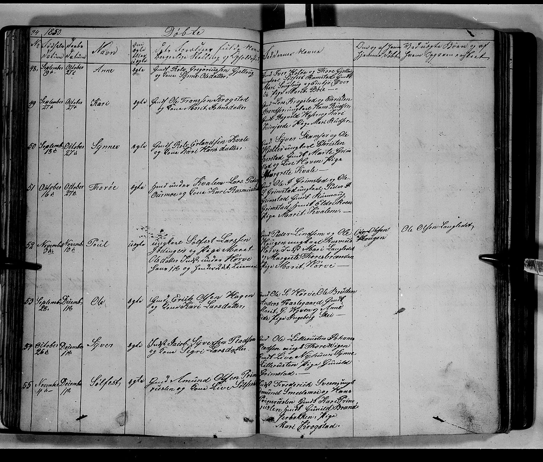 Lom prestekontor, SAH/PREST-070/L/L0004: Parish register (copy) no. 4, 1845-1864, p. 94-95