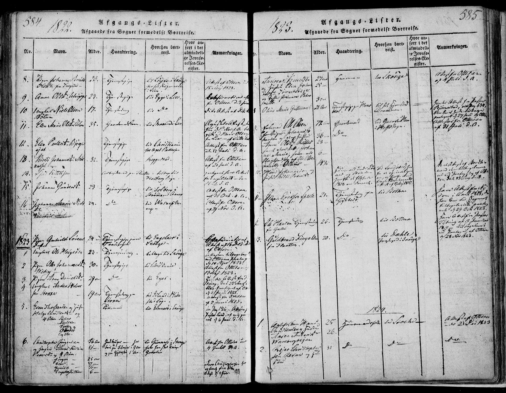 Sande Kirkebøker, SAKO/A-53/F/Fa/L0003: Parish register (official) no. 3, 1814-1847, p. 584-585