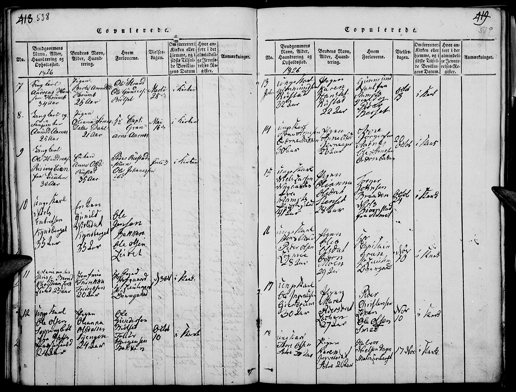 Elverum prestekontor, AV/SAH-PREST-044/H/Ha/Haa/L0007: Parish register (official) no. 7, 1815-1830, p. 538-539