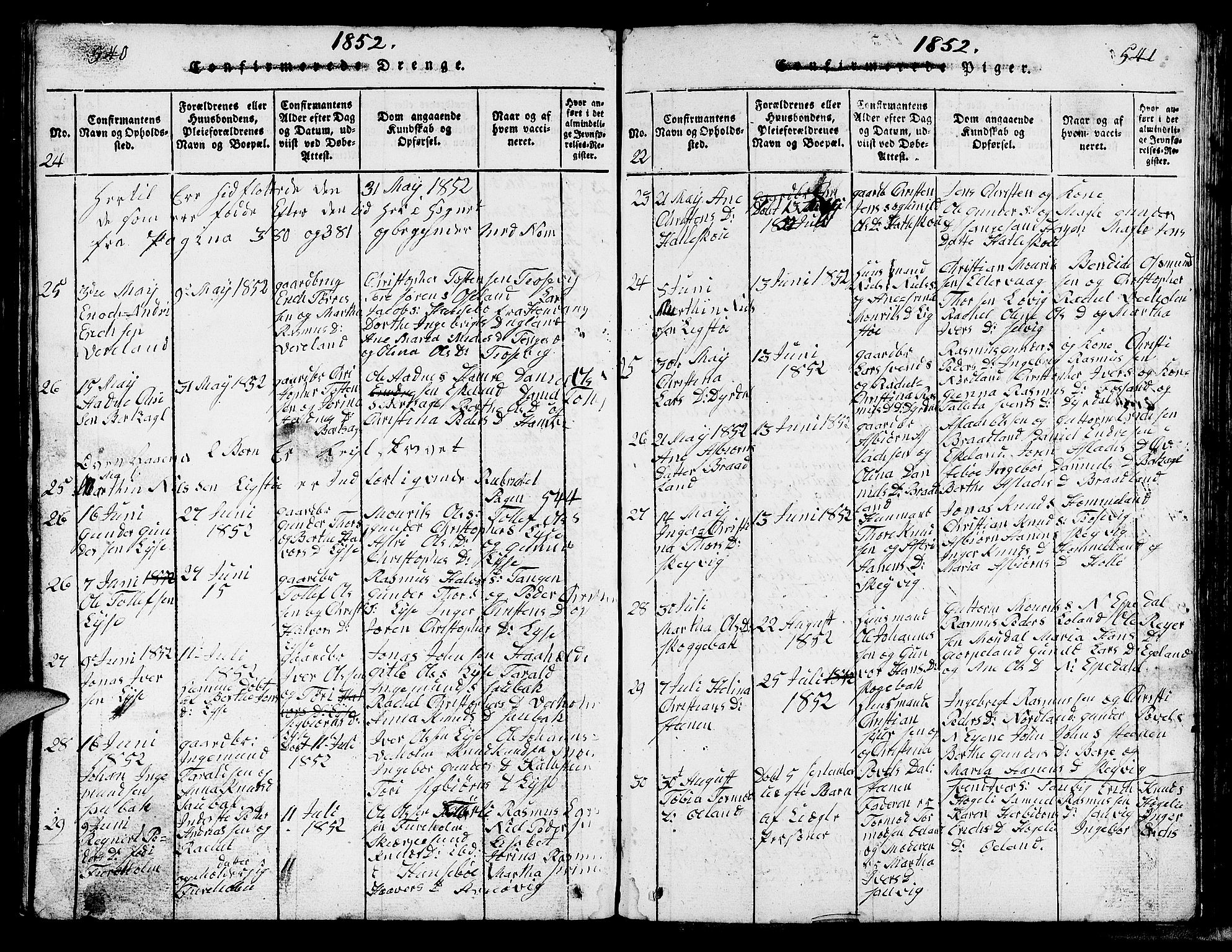 Strand sokneprestkontor, SAST/A-101828/H/Ha/Hab/L0002: Parish register (copy) no. B 2, 1816-1854, p. 540-541