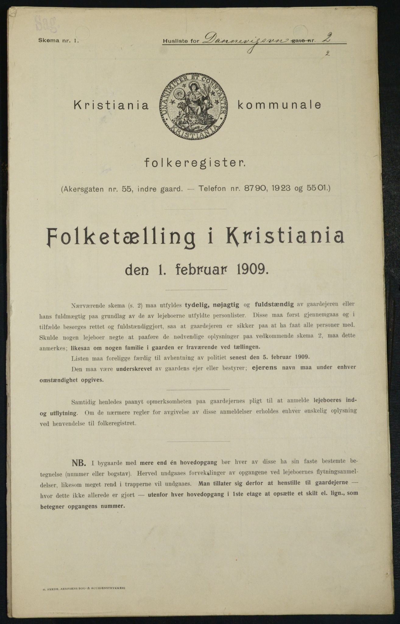 OBA, Municipal Census 1909 for Kristiania, 1909, p. 13742