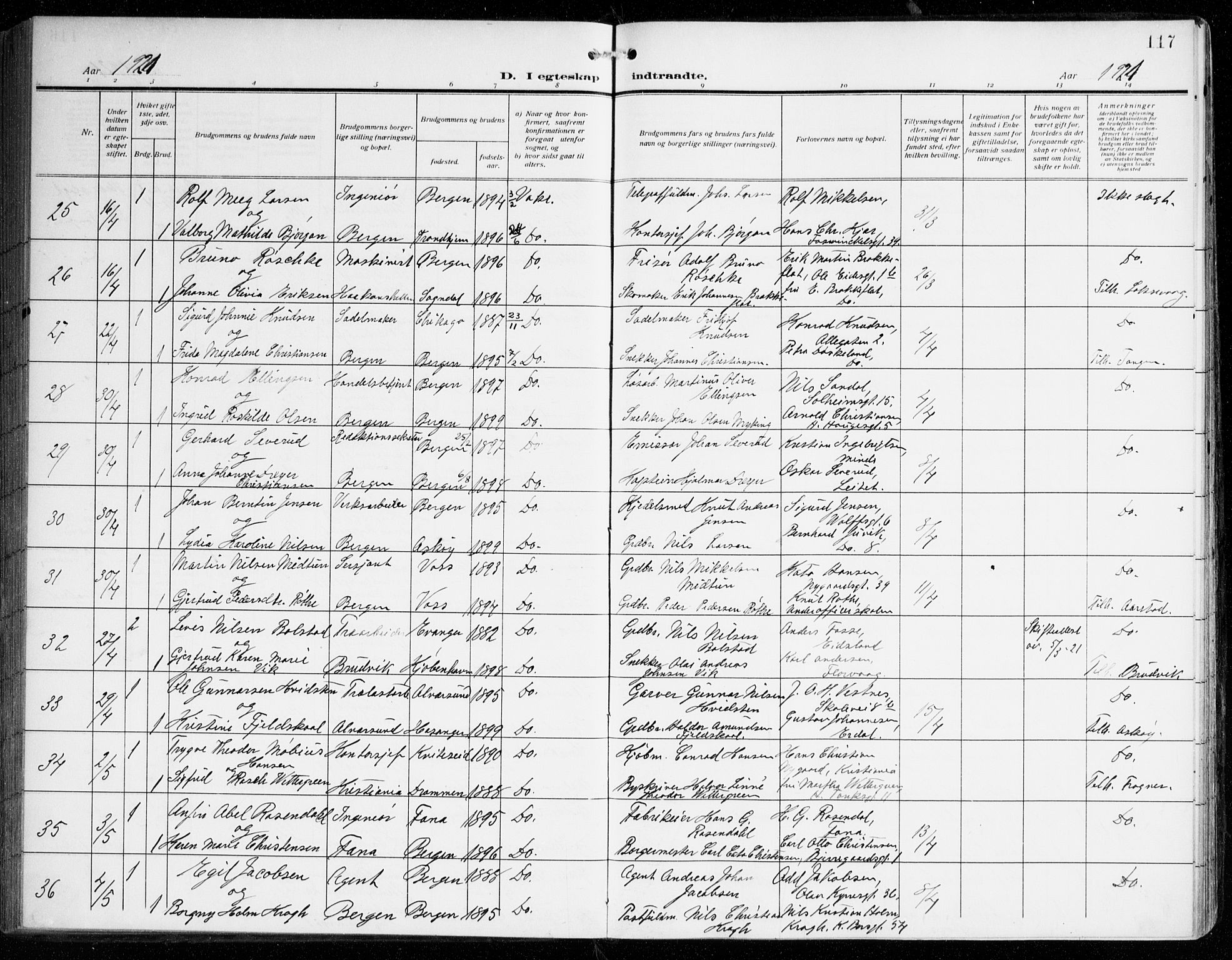 Johanneskirken sokneprestembete, SAB/A-76001/H/Haa/L0013: Parish register (official) no. D 2, 1912-1929, p. 117