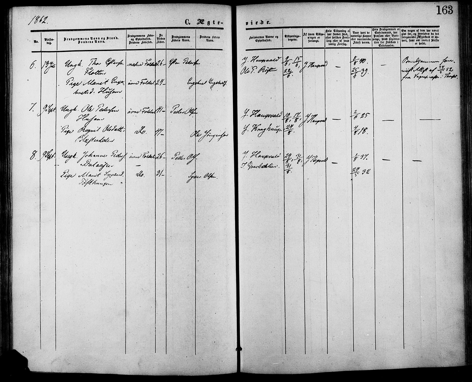 Lesja prestekontor, SAH/PREST-068/H/Ha/Haa/L0007: Parish register (official) no. 7, 1854-1862, p. 163