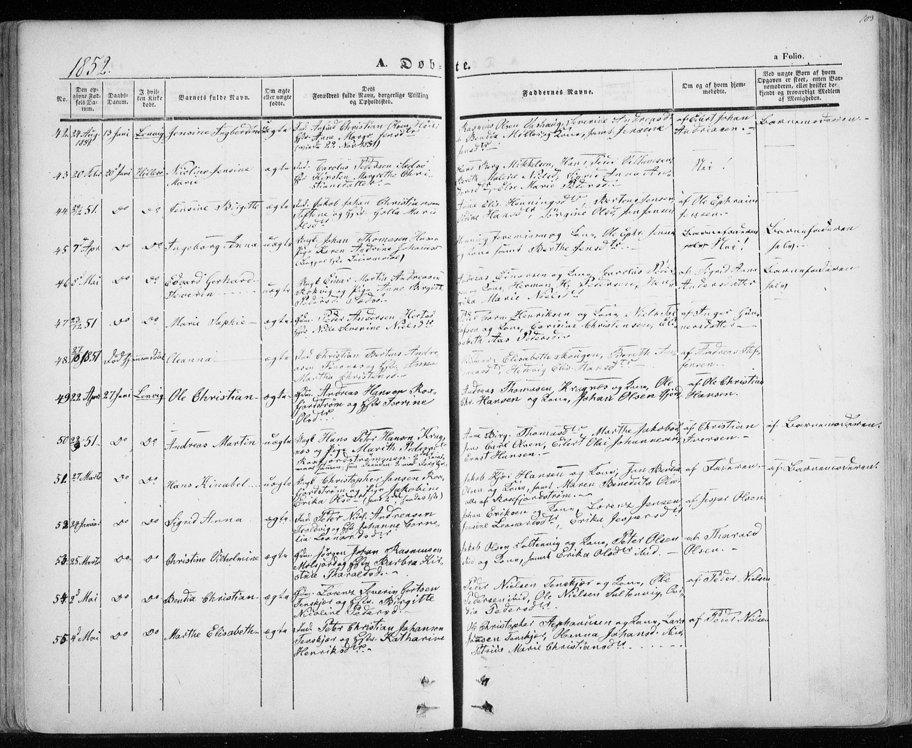 Lenvik sokneprestembete, AV/SATØ-S-1310/H/Ha/Haa/L0006kirke: Parish register (official) no. 6, 1845-1854, p. 103