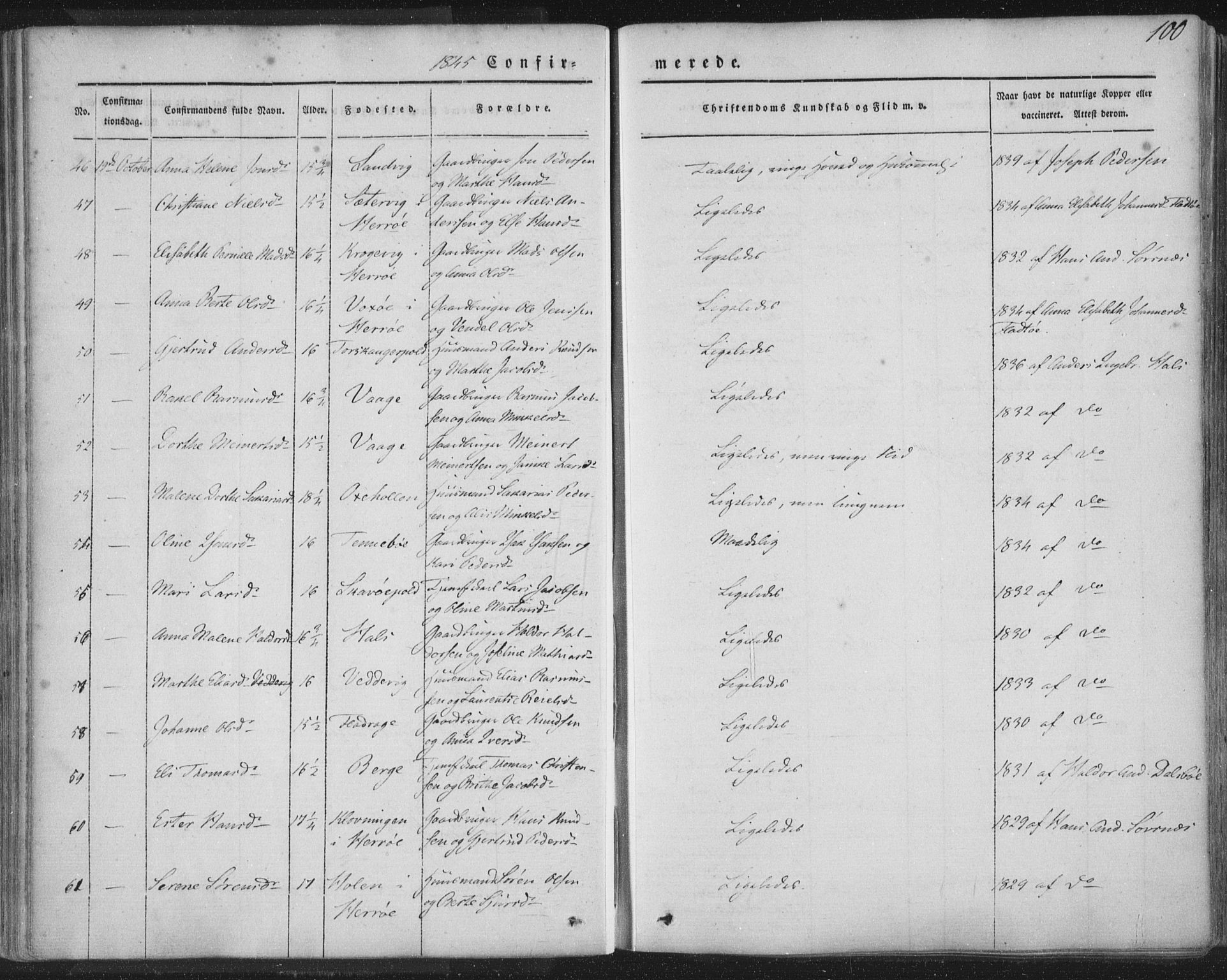 Selje sokneprestembete, AV/SAB-A-99938/H/Ha/Haa/Haaa: Parish register (official) no. A 10, 1844-1858, p. 100