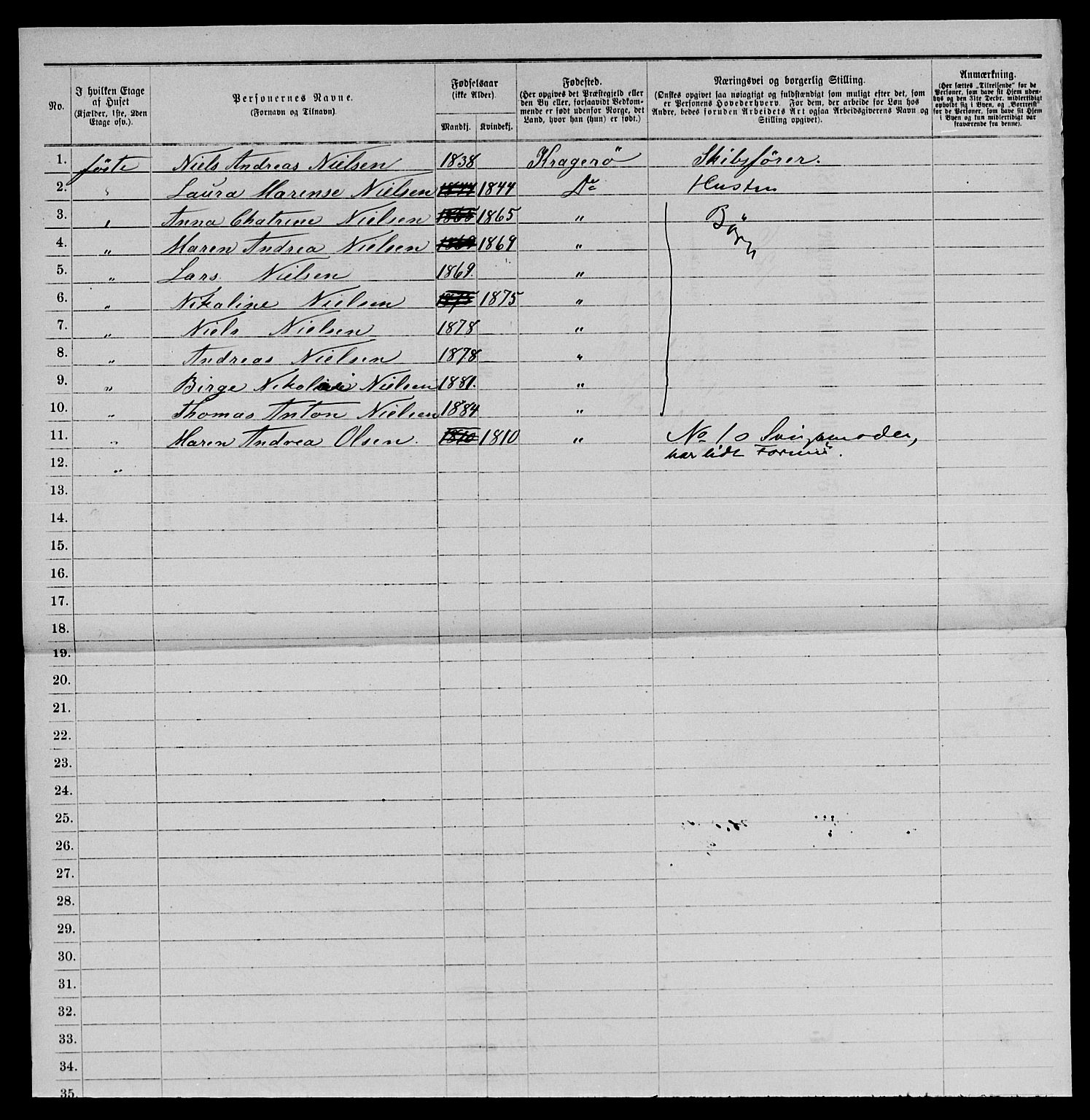 SAKO, 1885 census for 0801 Kragerø, 1885, p. 1276