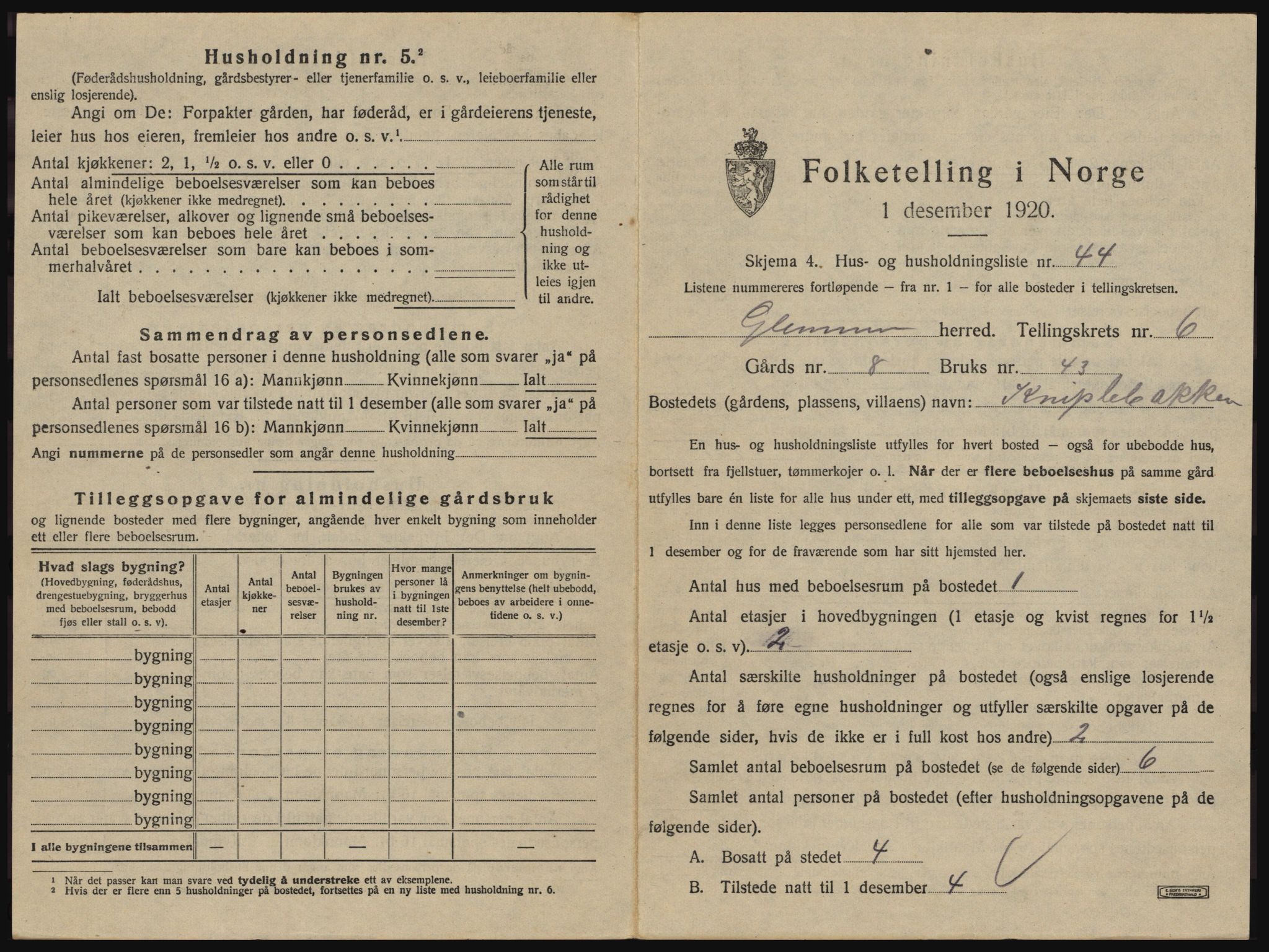 SAO, 1920 census for Glemmen, 1920, p. 2245