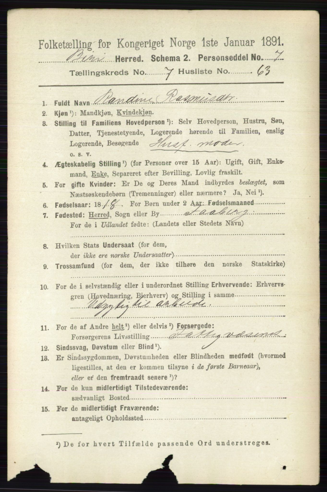 RA, 1891 census for 0525 Biri, 1891, p. 2832