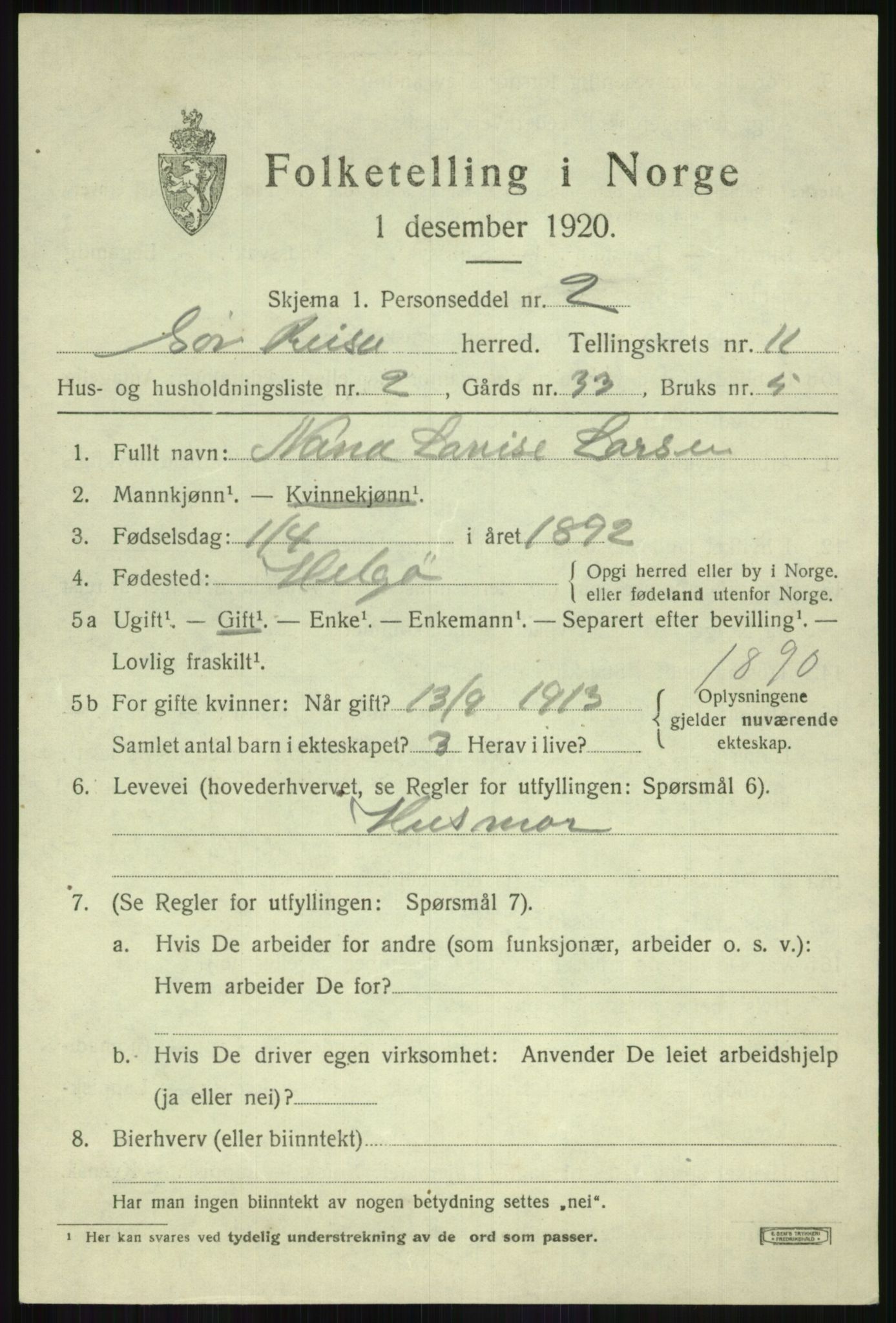 SATØ, 1920 census for Sørreisa, 1920, p. 4761