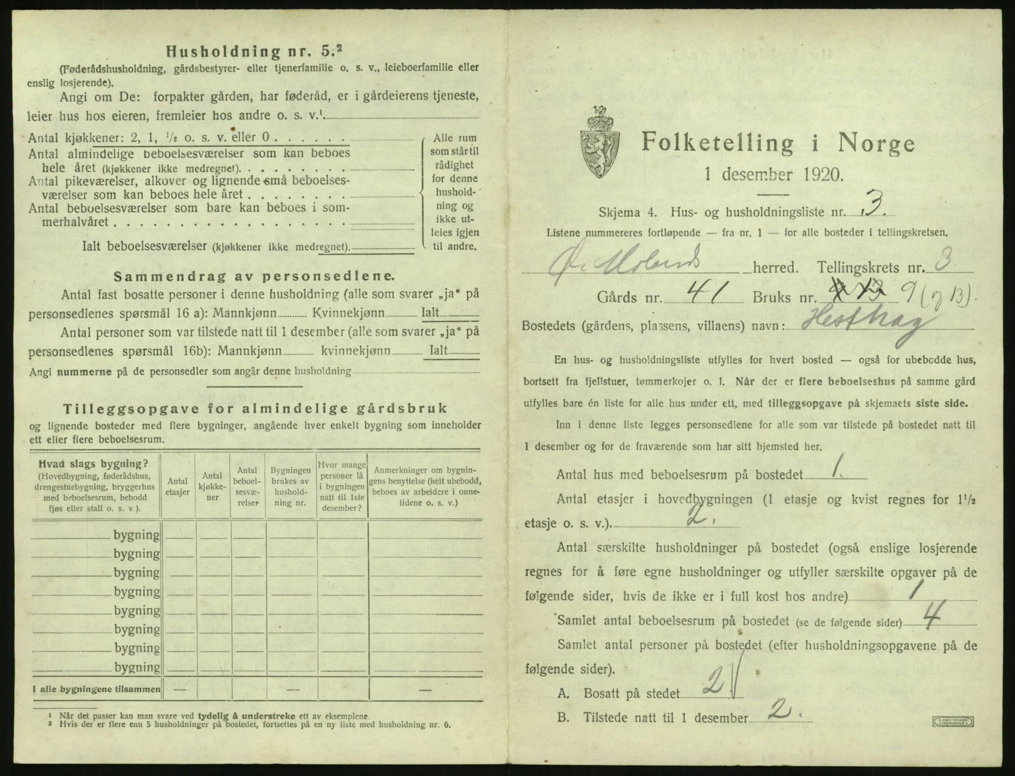 SAK, 1920 census for Austre Moland, 1920, p. 225