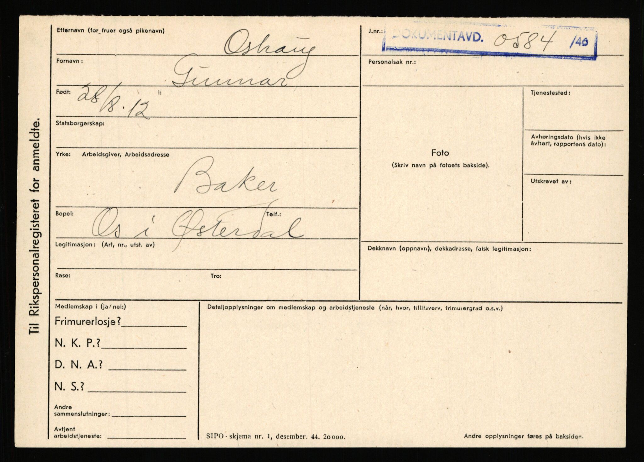 Statspolitiet - Hovedkontoret / Osloavdelingen, AV/RA-S-1329/C/Ca/L0012: Oanæs - Quistgaard	, 1943-1945, p. 2338