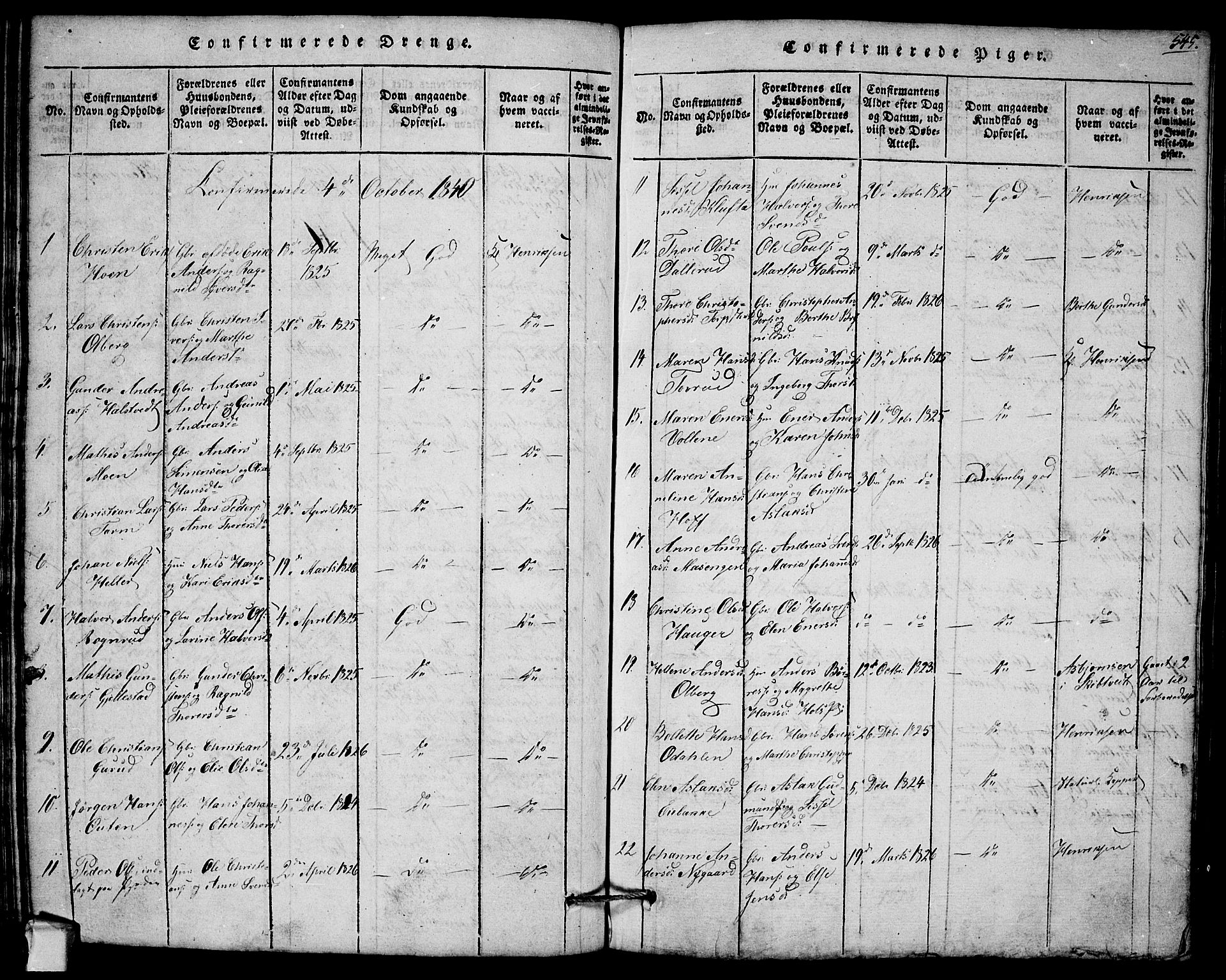 Askim prestekontor Kirkebøker, AV/SAO-A-10900/G/Ga/L0001: Parish register (copy) no. 1, 1817-1846, p. 544-545