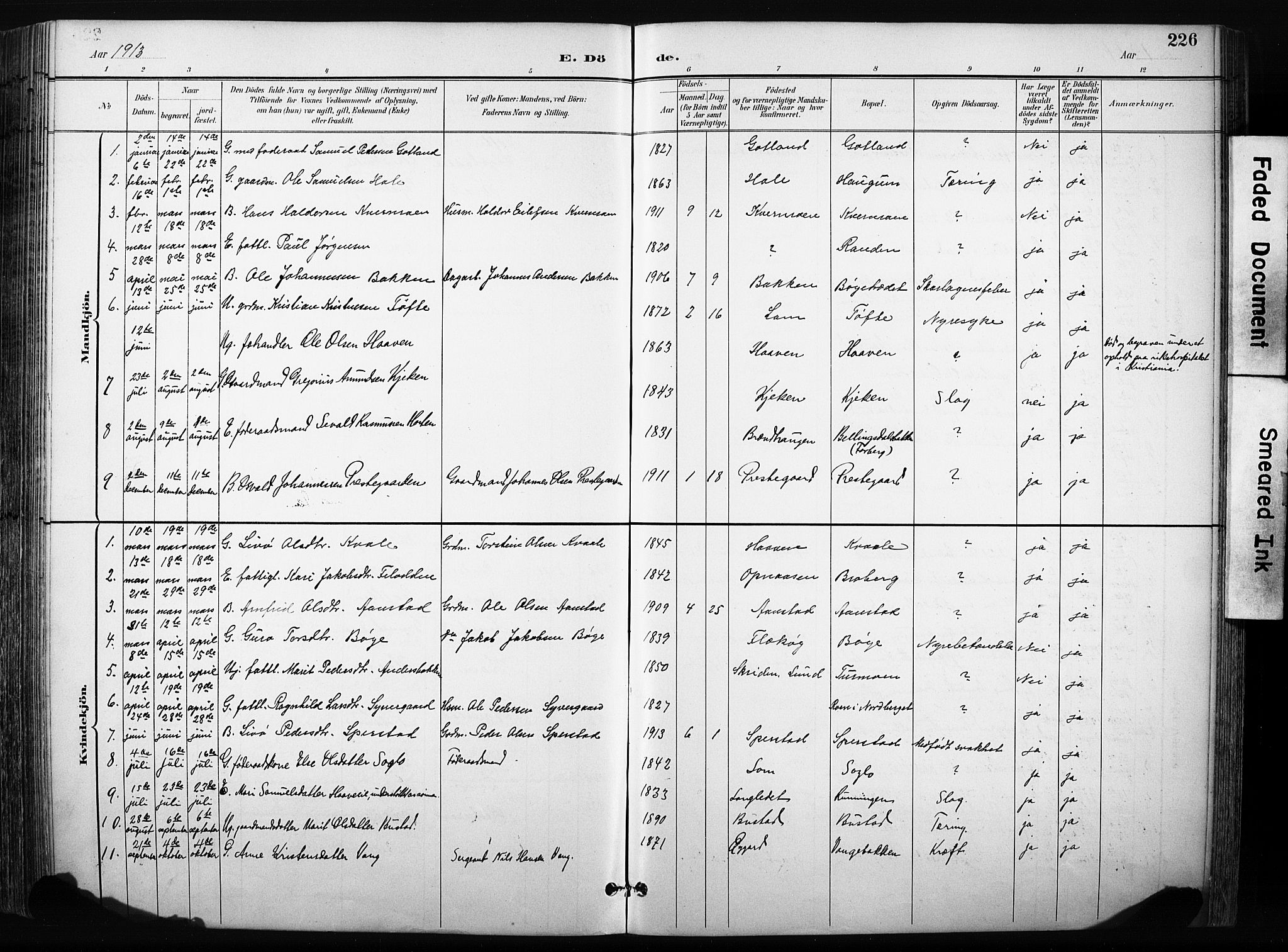 Skjåk prestekontor, SAH/PREST-072/H/Ha/Hab/L0003: Parish register (copy) no. 3, 1893-1932, p. 226