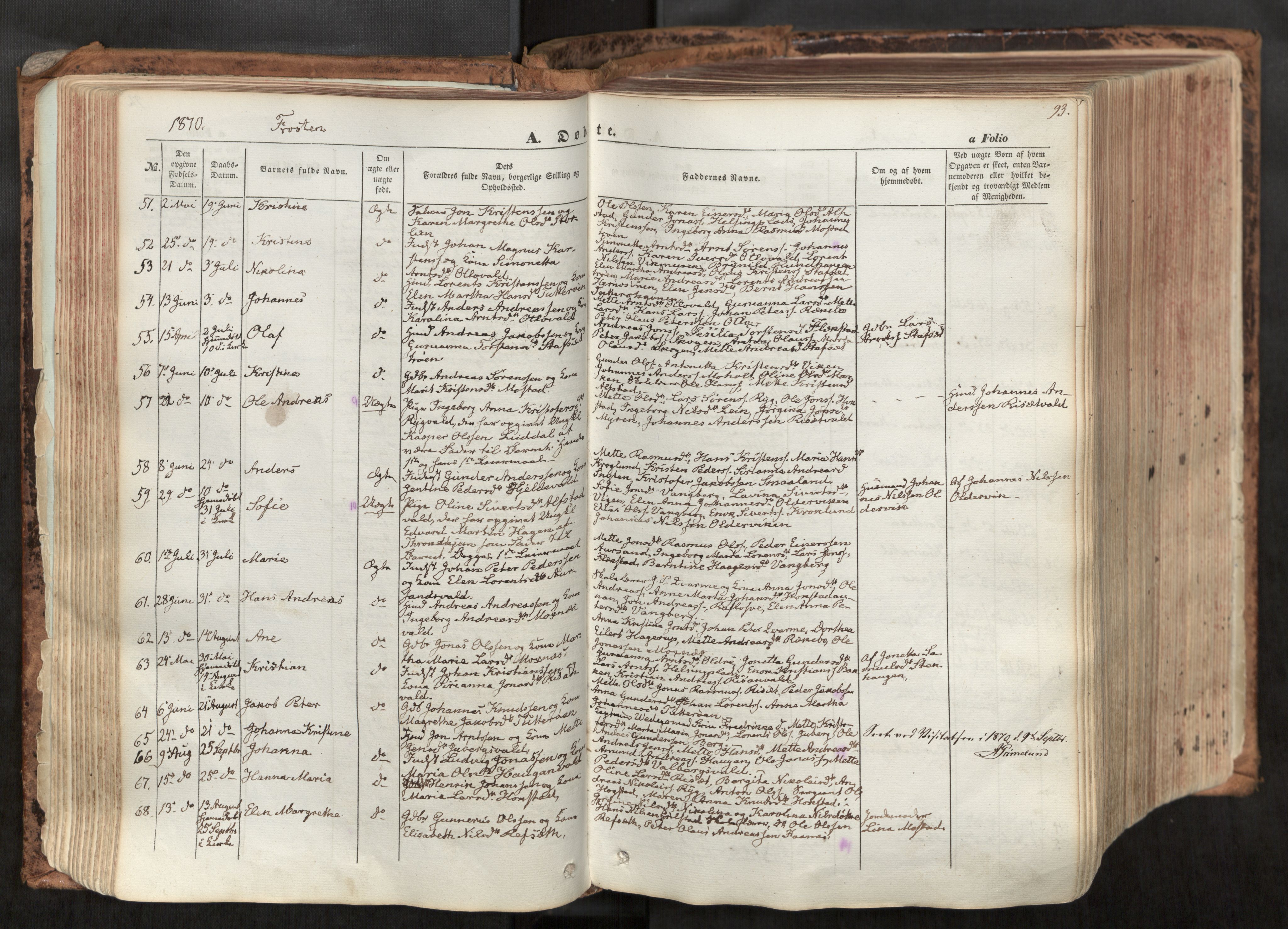 Ministerialprotokoller, klokkerbøker og fødselsregistre - Nord-Trøndelag, SAT/A-1458/713/L0116: Parish register (official) no. 713A07, 1850-1877, p. 93