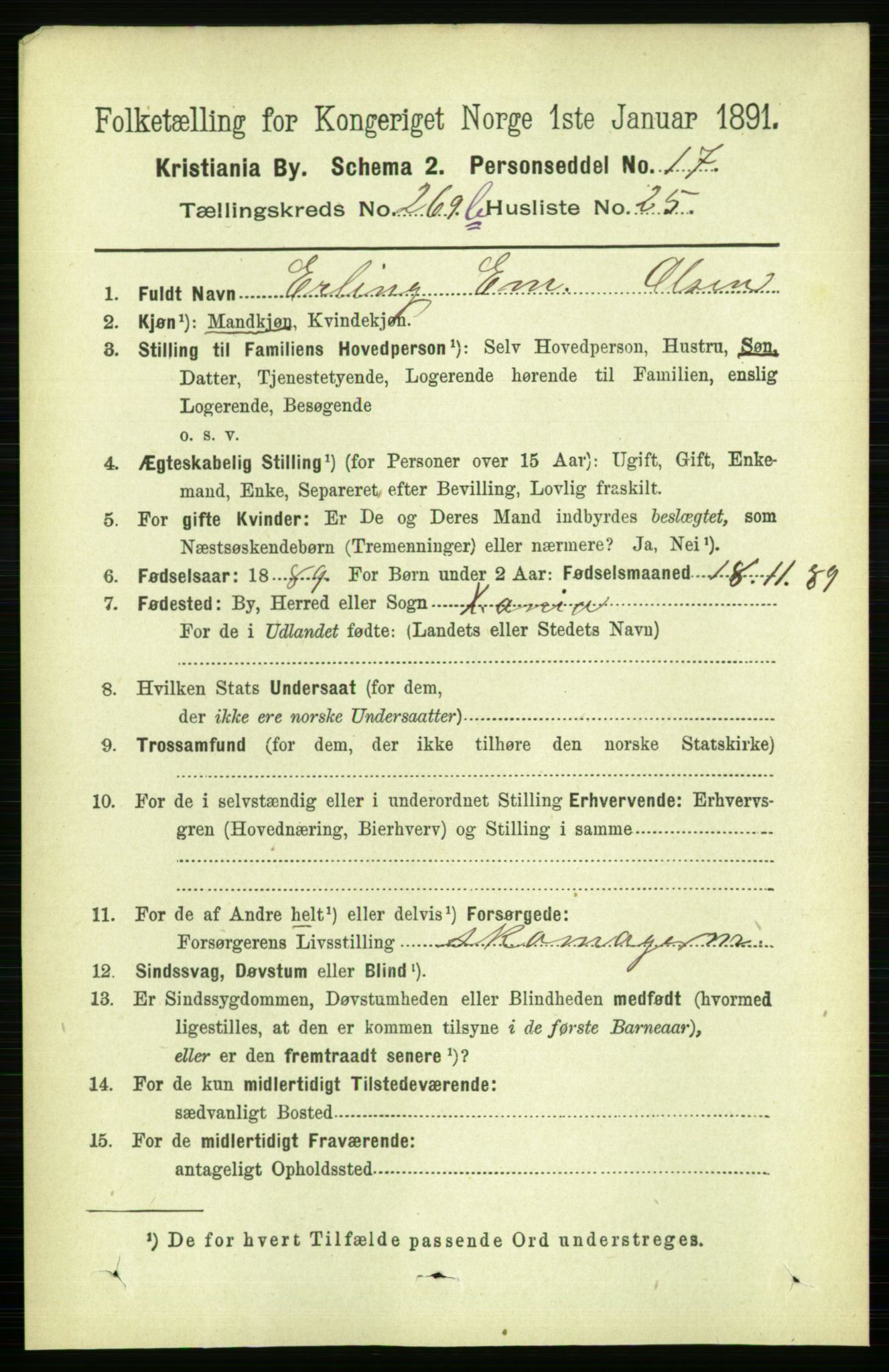 RA, 1891 census for 0301 Kristiania, 1891, p. 107495