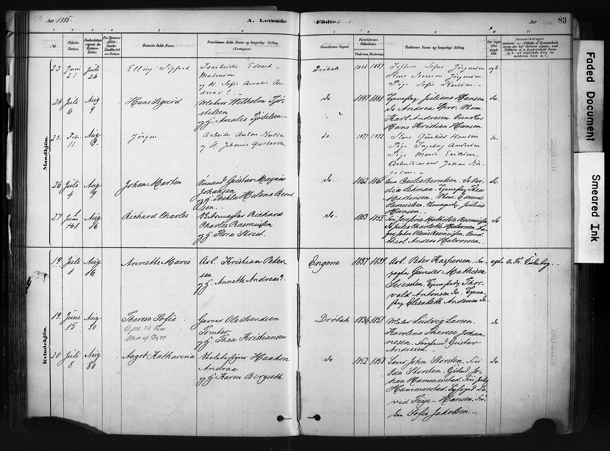 Drøbak prestekontor Kirkebøker, AV/SAO-A-10142a/F/Fb/L0001: Parish register (official) no. II 1, 1878-1891, p. 83