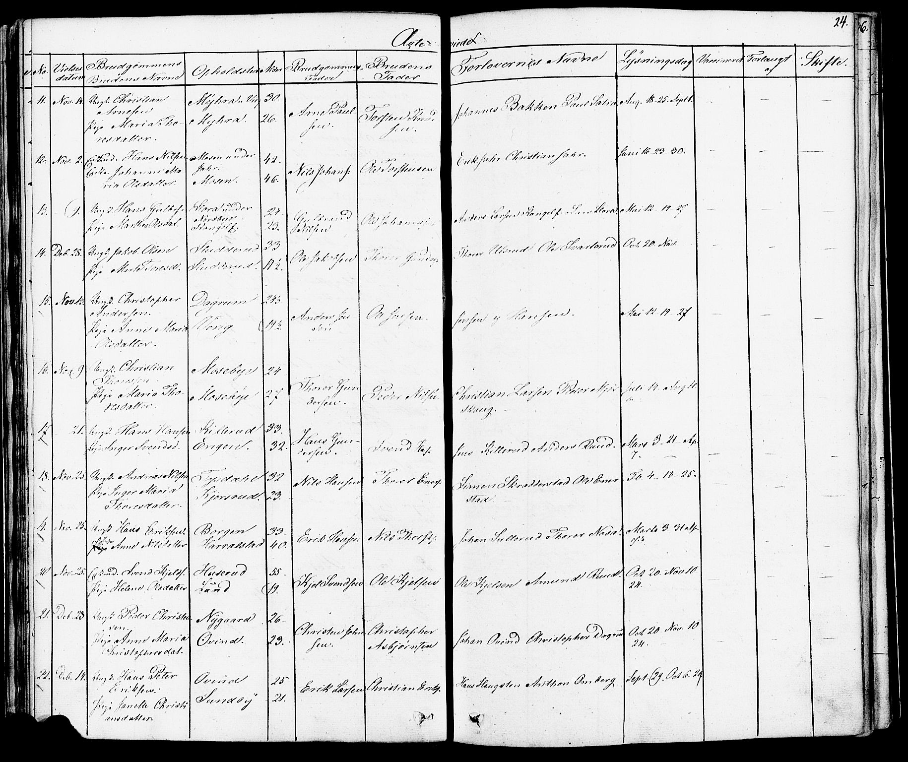 Enebakk prestekontor Kirkebøker, SAO/A-10171c/F/Fa/L0012: Parish register (official) no. I 12, 1832-1882, p. 24