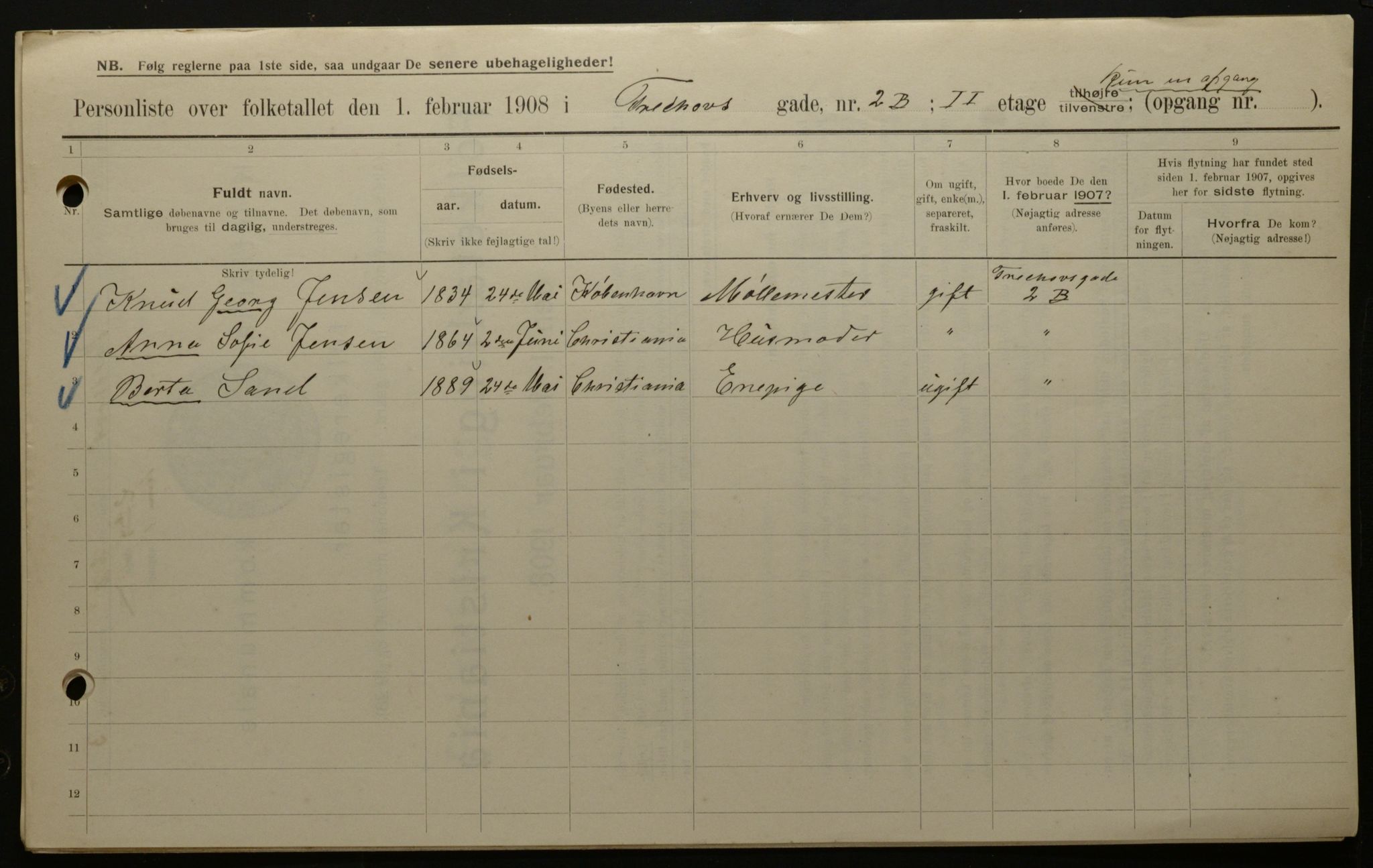 OBA, Municipal Census 1908 for Kristiania, 1908, p. 103953