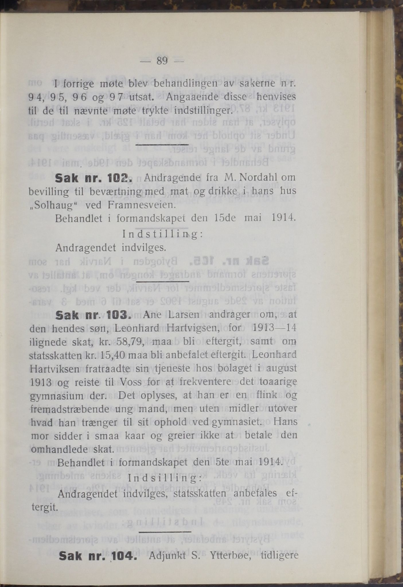 Narvik kommune. Formannskap , AIN/K-18050.150/A/Ab/L0004: Møtebok, 1914