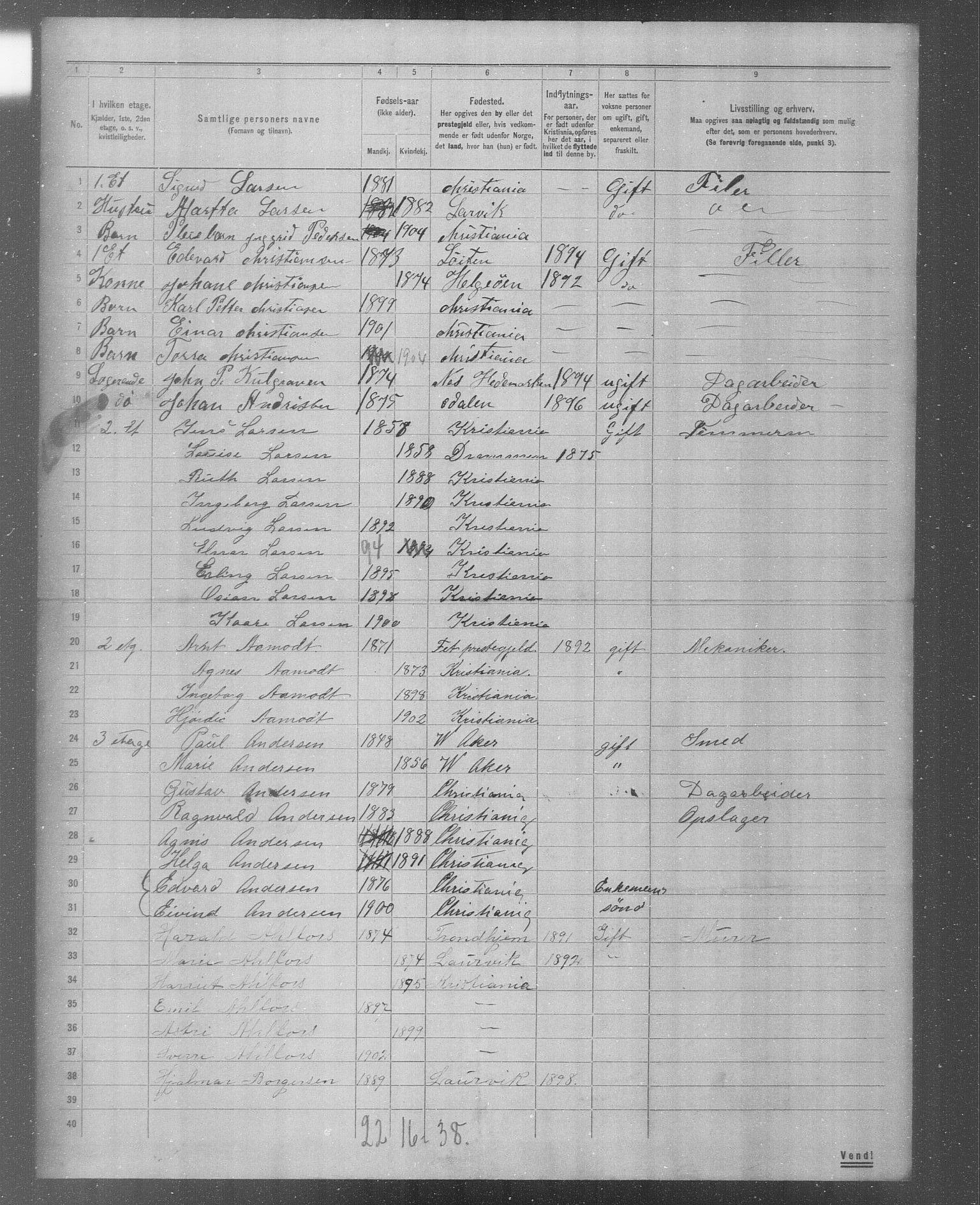 OBA, Municipal Census 1904 for Kristiania, 1904, p. 4519