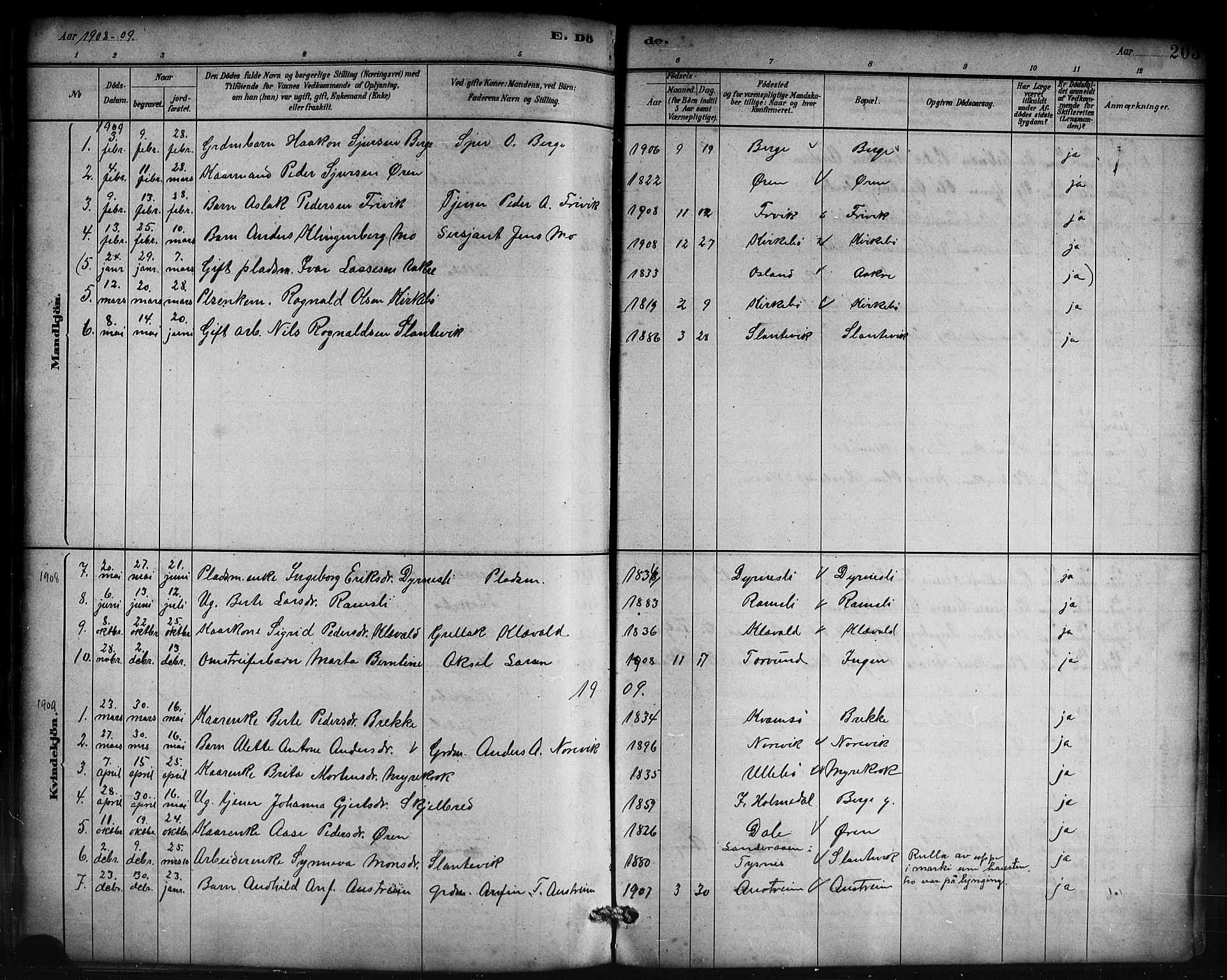 Lavik sokneprestembete, AV/SAB-A-80901: Parish register (copy) no. B 3, 1882-1913, p. 203