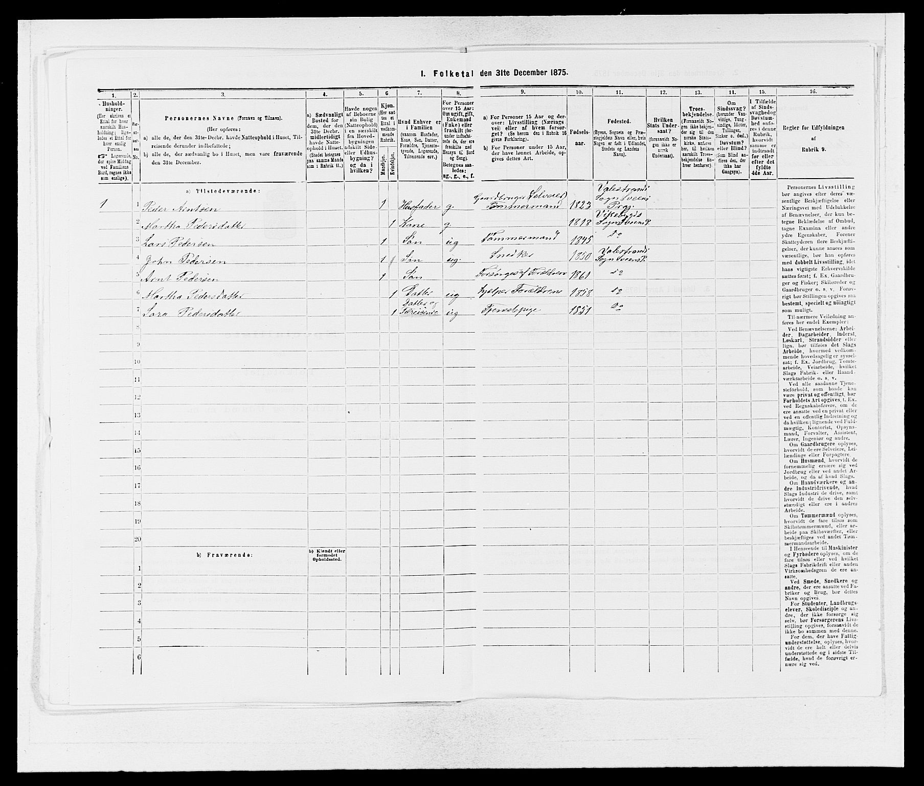 SAB, 1875 census for 1216P Sveio, 1875, p. 1507