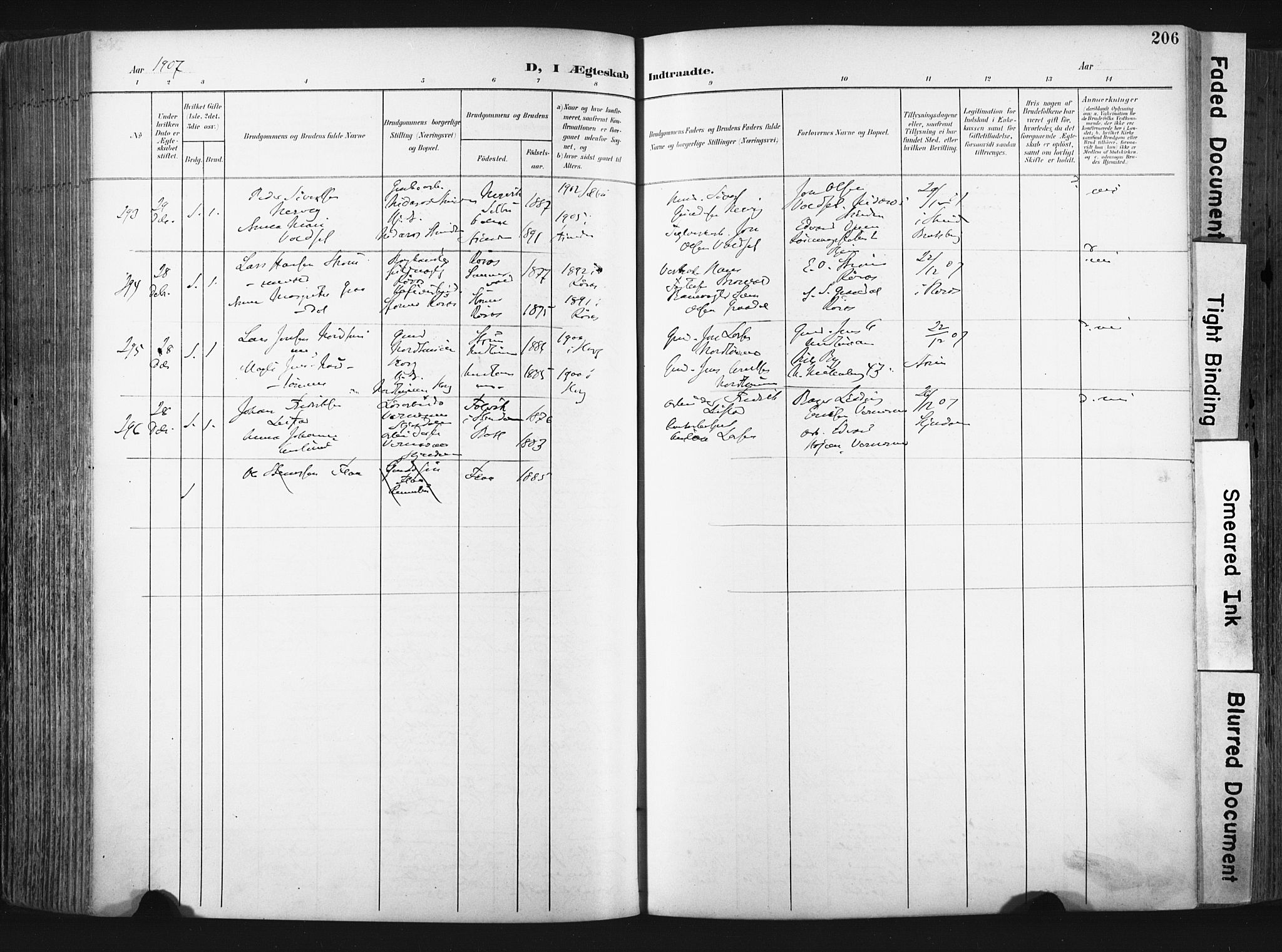 Ministerialprotokoller, klokkerbøker og fødselsregistre - Sør-Trøndelag, SAT/A-1456/604/L0201: Parish register (official) no. 604A21, 1901-1911, p. 206