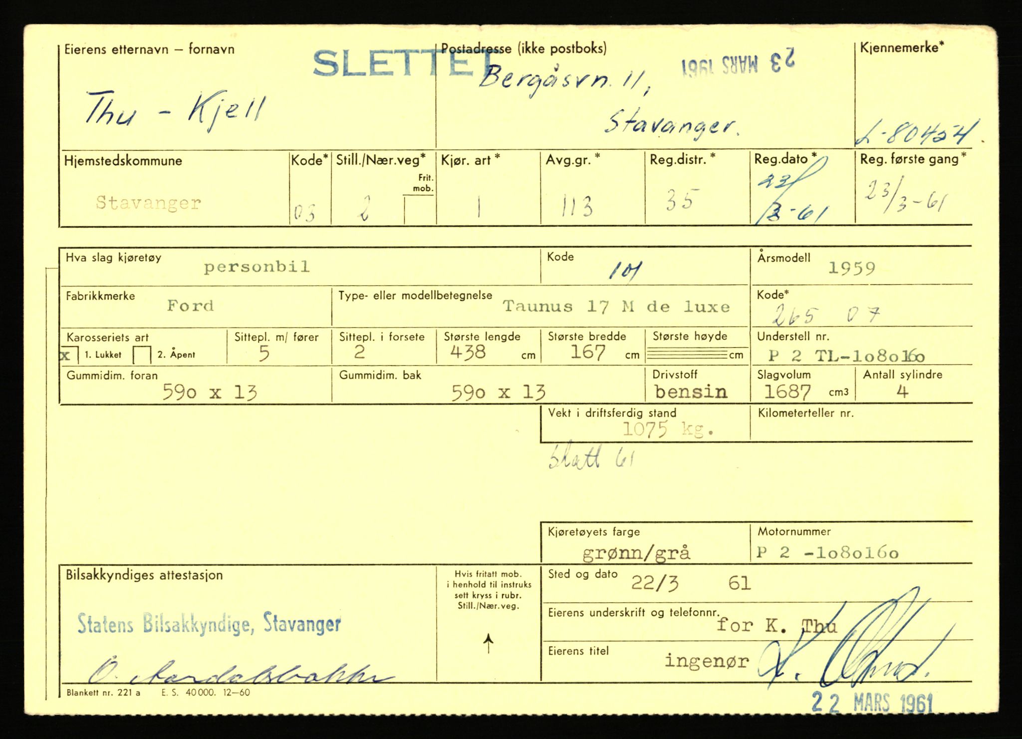 Stavanger trafikkstasjon, SAST/A-101942/0/F/L0070: L-78800 - L-80499, 1930-1971, p. 2594