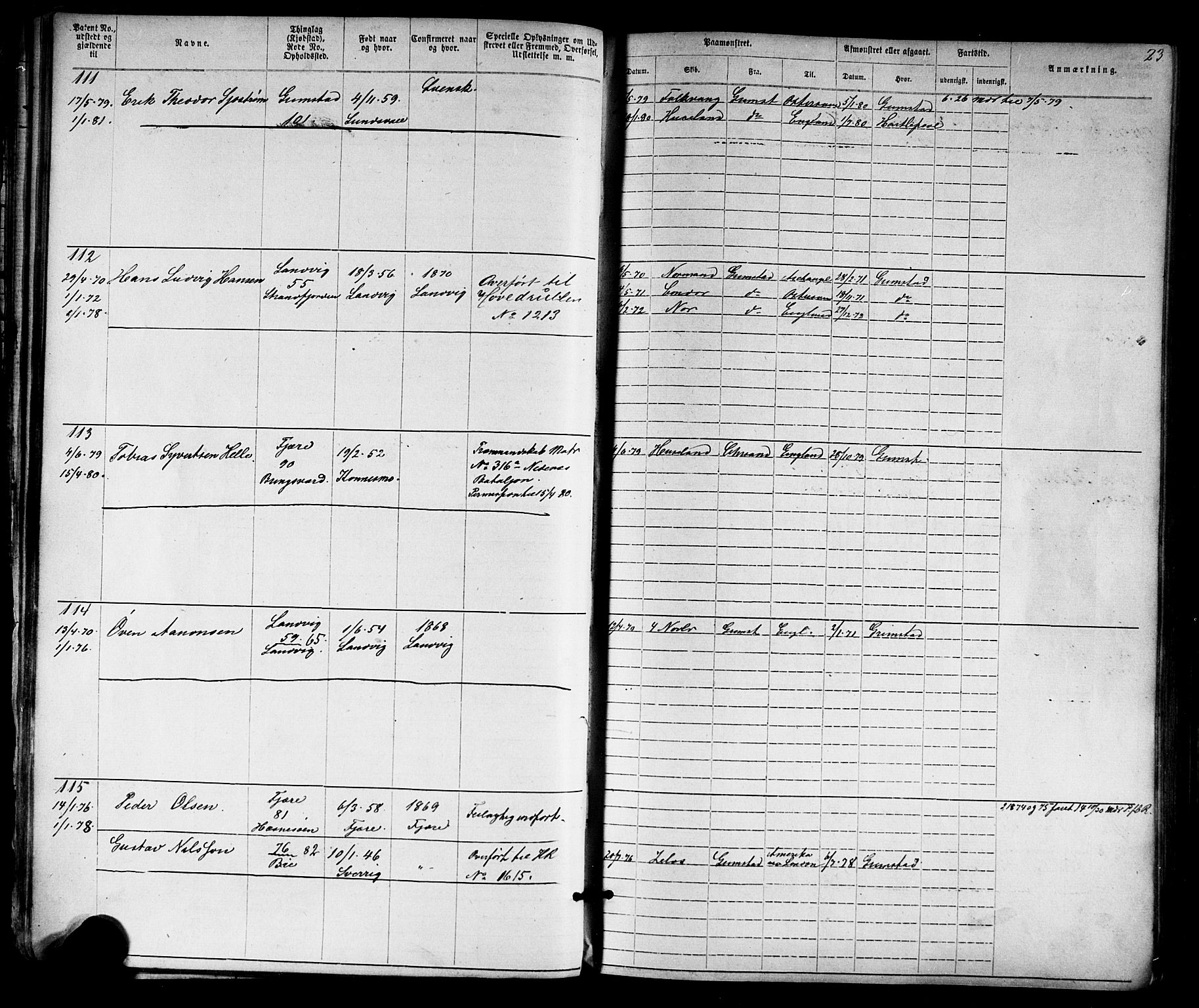 Grimstad mønstringskrets, AV/SAK-2031-0013/F/Fa/L0005: Annotasjonsrulle nr 1-1910 med register, V-18, 1870-1892, p. 46