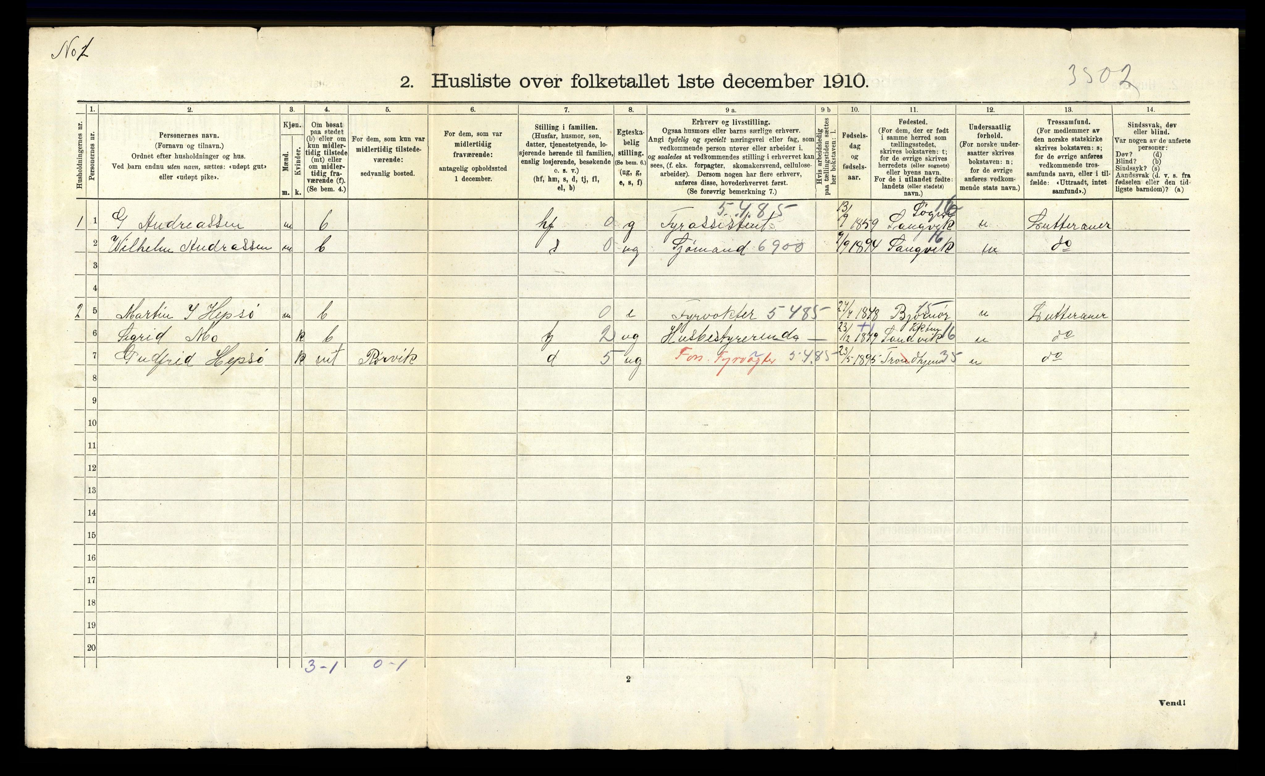 RA, 1910 census for Leka, 1910, p. 413