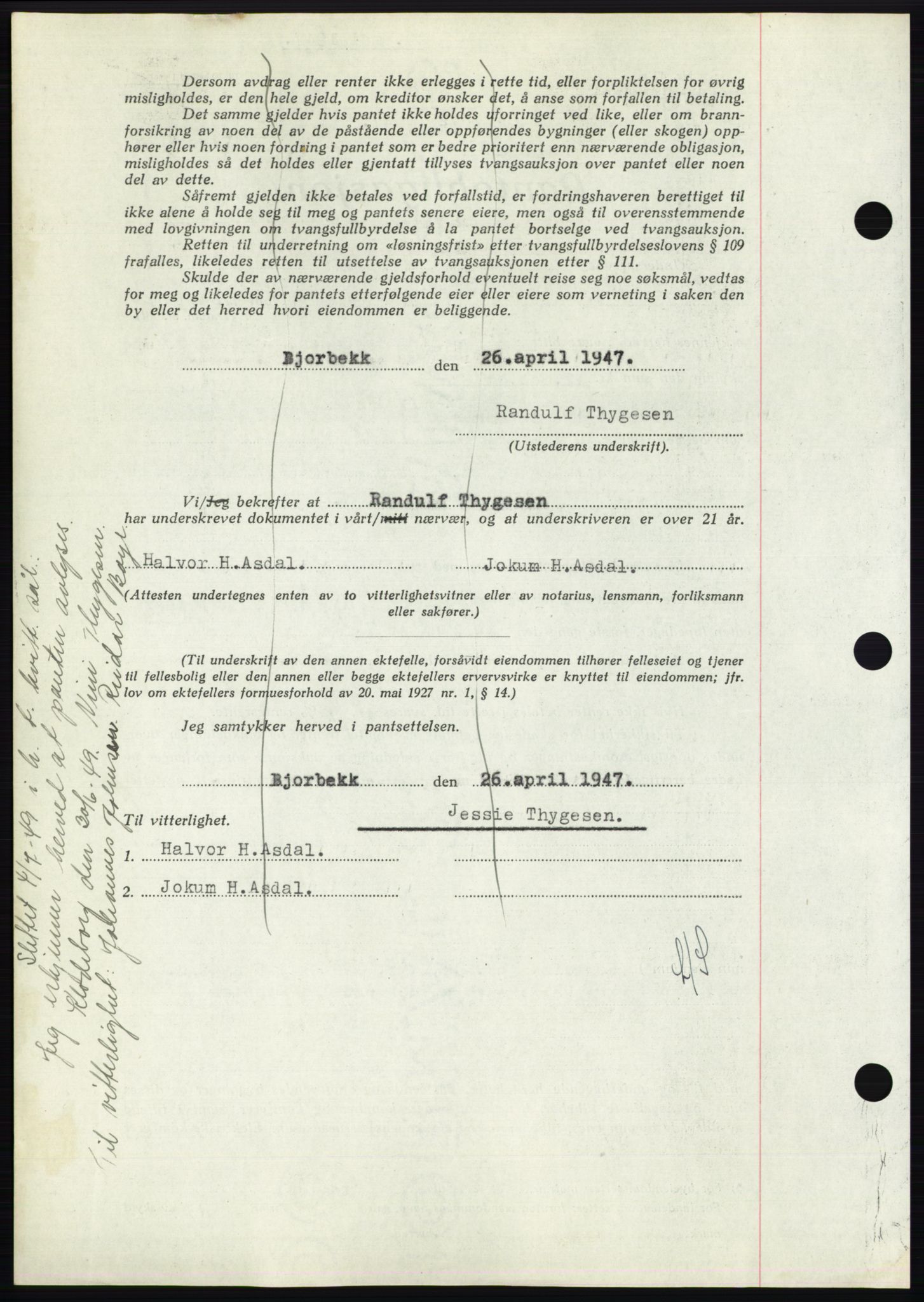 Nedenes sorenskriveri, AV/SAK-1221-0006/G/Gb/Gbb/L0004: Mortgage book no. B4, 1947-1947, Diary no: : 672/1947