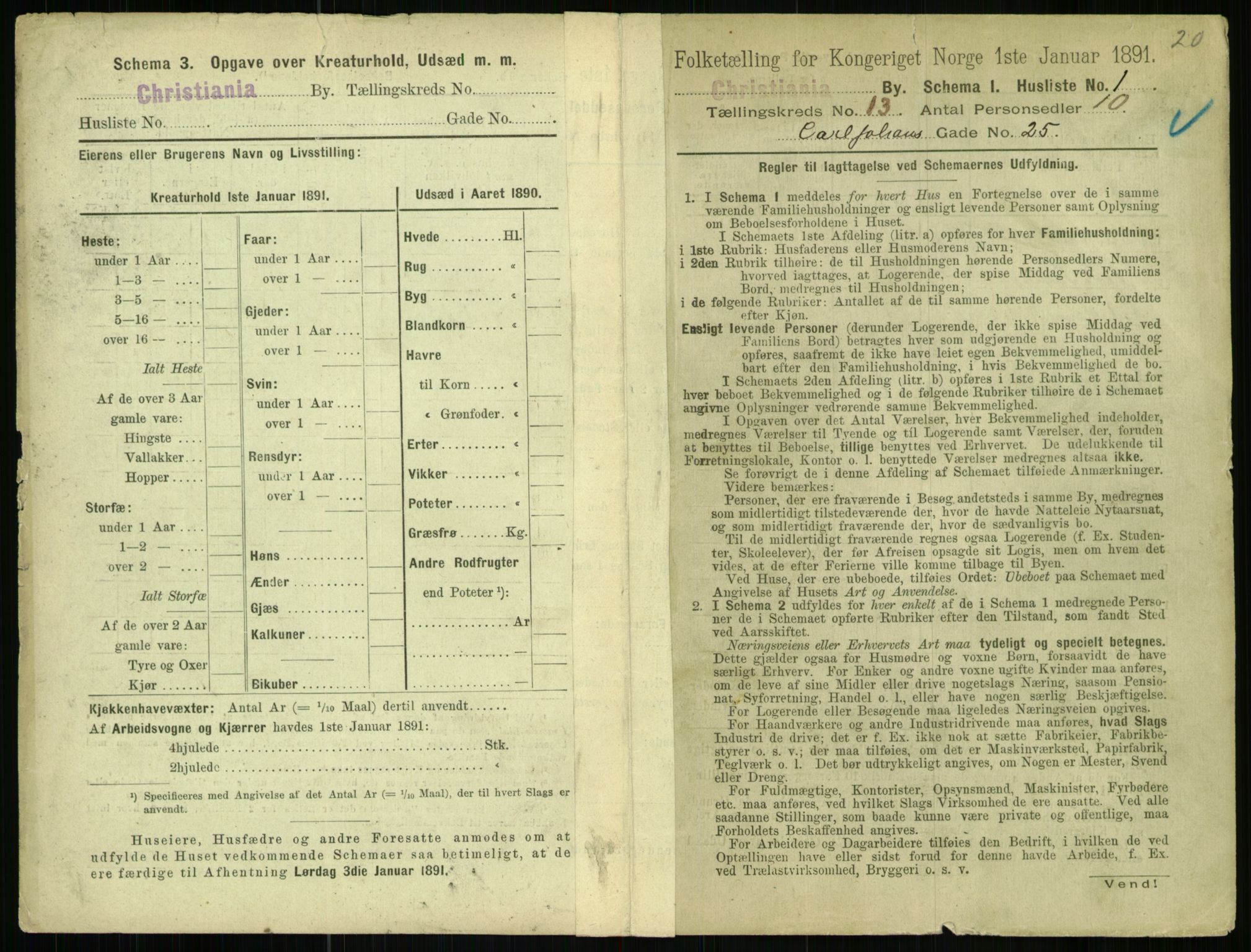 RA, 1891 census for 0301 Kristiania, 1891, p. 5916